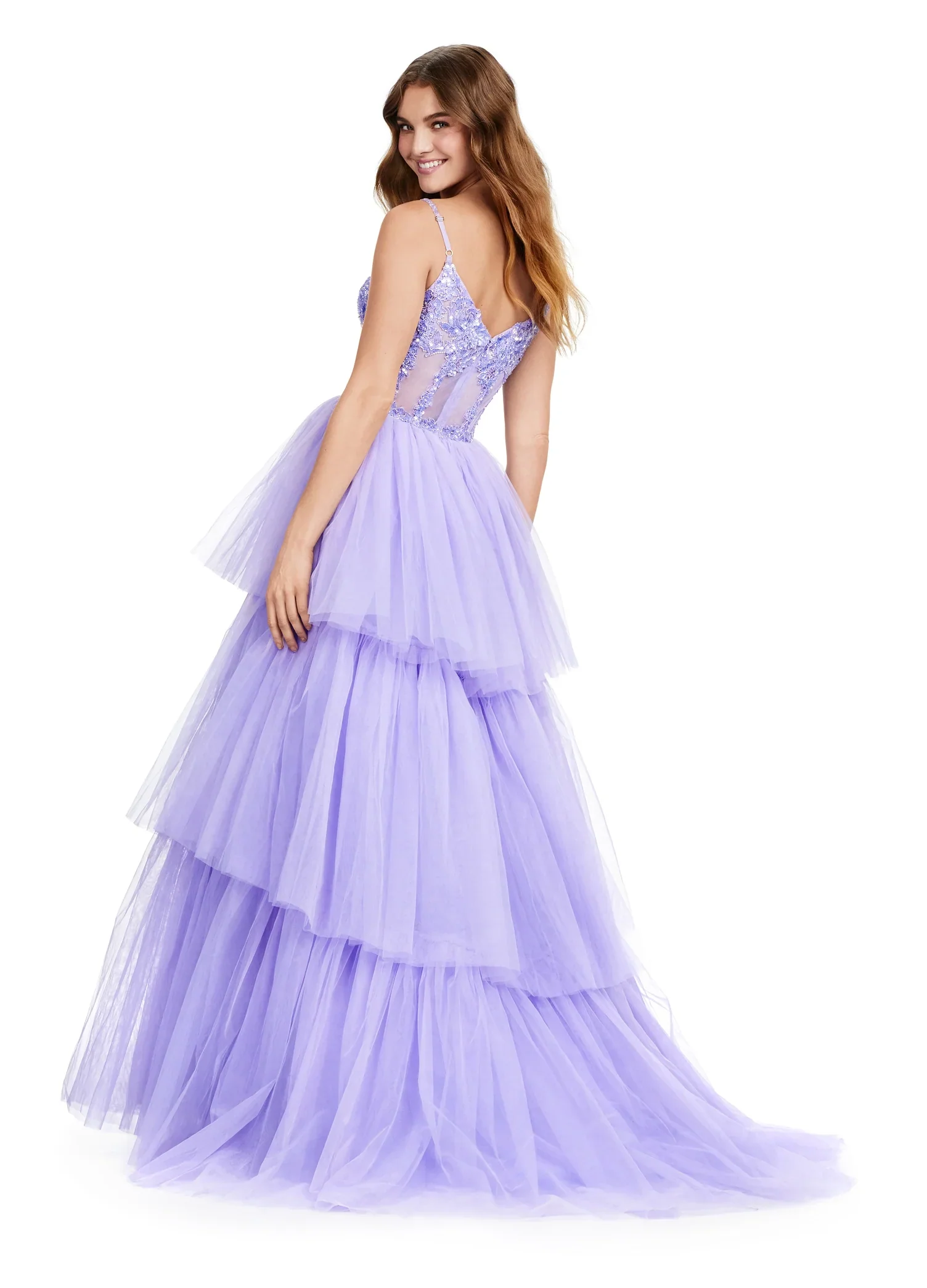 Ashley Lauren 11462 Size 16 Red Sheer Beaded Corset Layer Tulle Prom Dress Ballgown Pageant Tiered Gown - Image 11