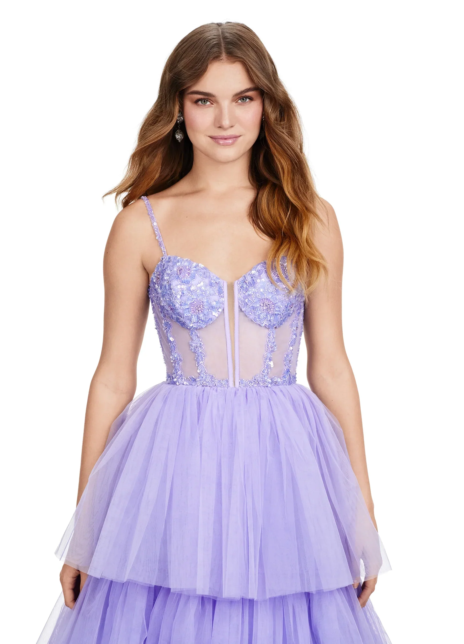 Ashley Lauren 11462 Size 16 Red Sheer Beaded Corset Layer Tulle Prom Dress Ballgown Pageant Tiered Gown - Image 13