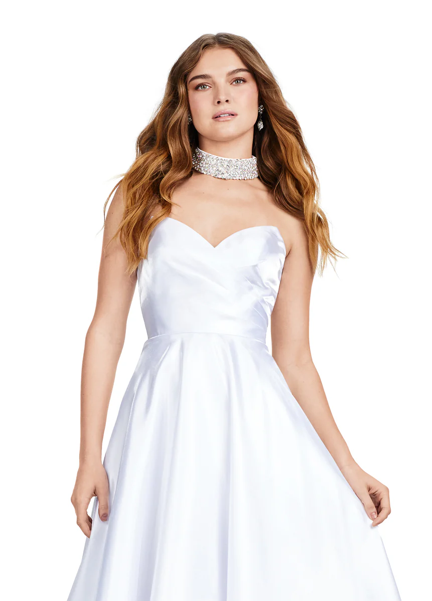 Ashley Lauren 11473 Long Prom Dress Strapless Satin Ball Gown Beaded Choker Formal Pageant - Image 15