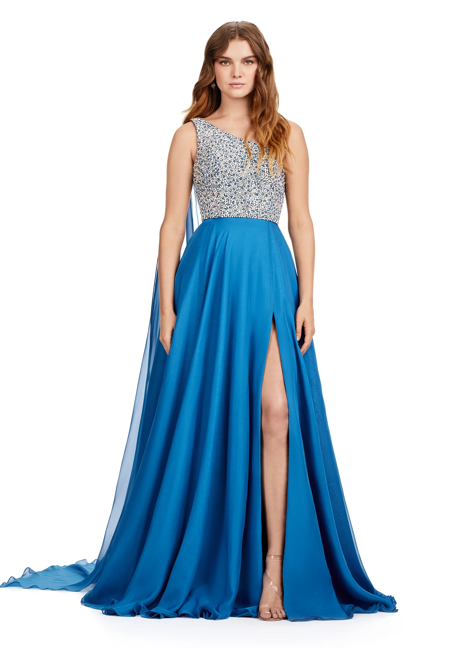 Ashley Lauren 11482 Long Prom Dress One Shoulder Chiffon Gown with Beaded Bustier Formal Pageant Gown - Image 10