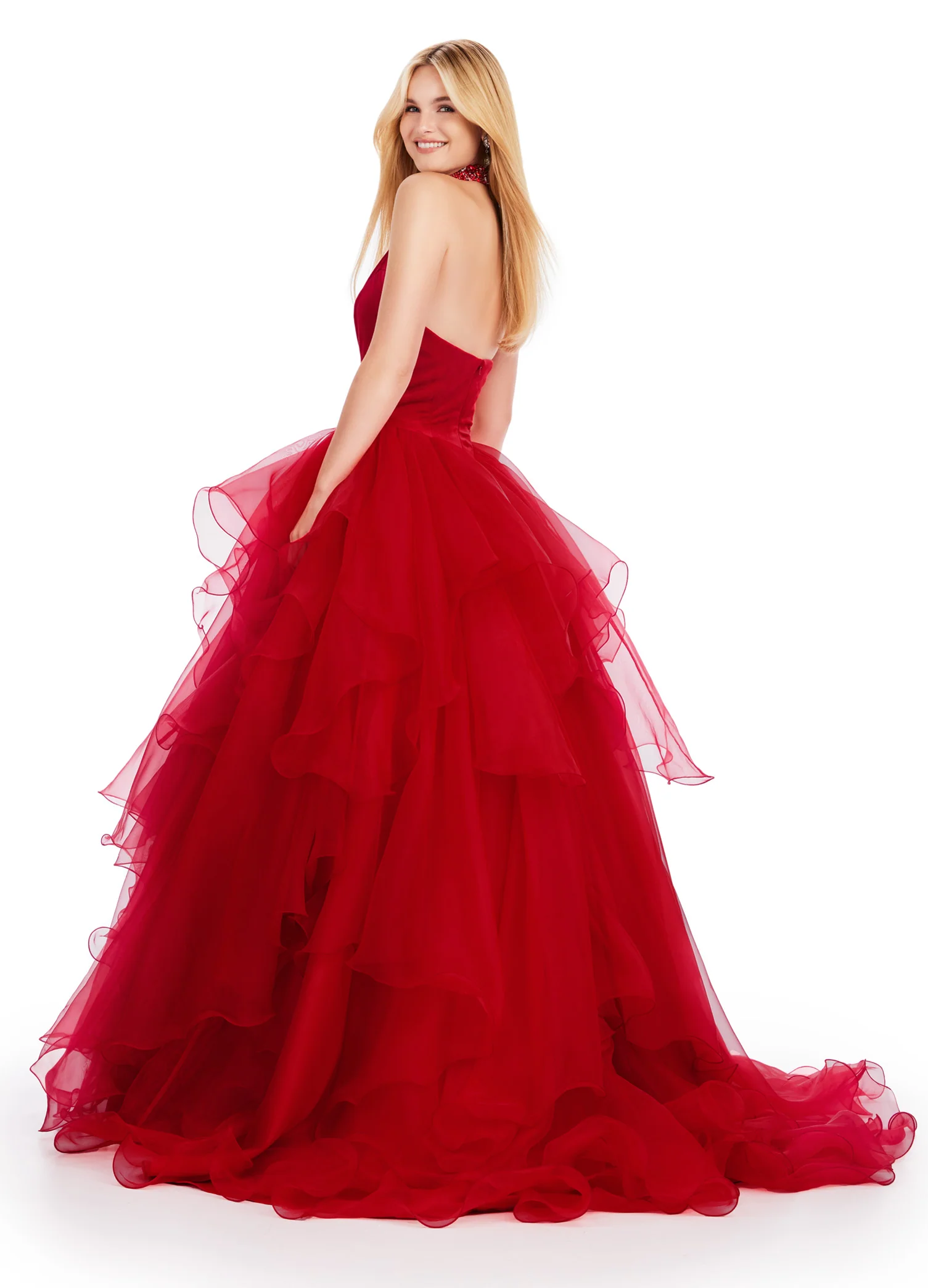 Ashley Lauren 11562 Long Prom Dress Organza Ball Gown Velvet Bustier Beaded Collar Formal Pageant - Image 4