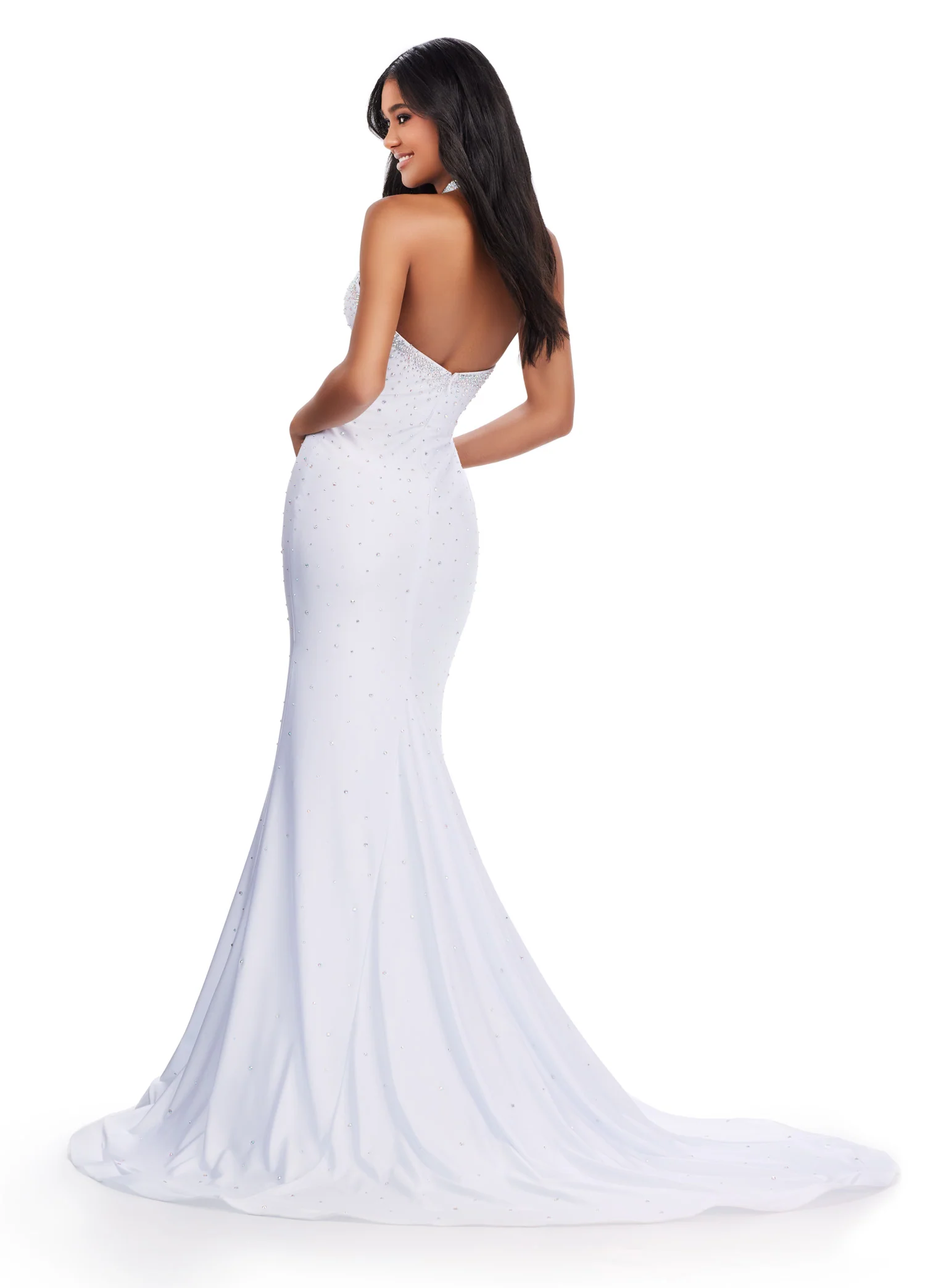 Ashley Lauren 11578  Long Prom Dress Mermaid Jersey Cut Outs Press On Stones Formal Pageant Gown - Image 8