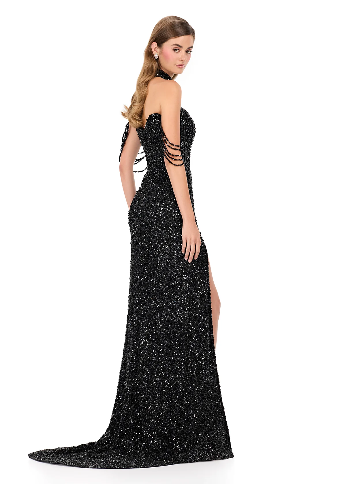 ASHLEYlauren 11598 Off Shoulder Pearl Beaded Gown - Image 17