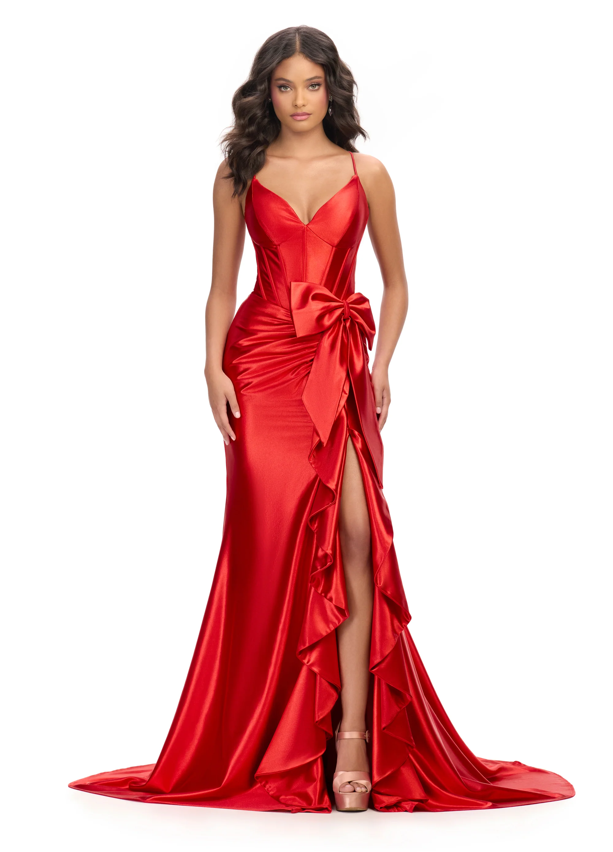 Ashley Lauren 11638 Prom Dress Corset Bow Ruffle Formal - Image 6