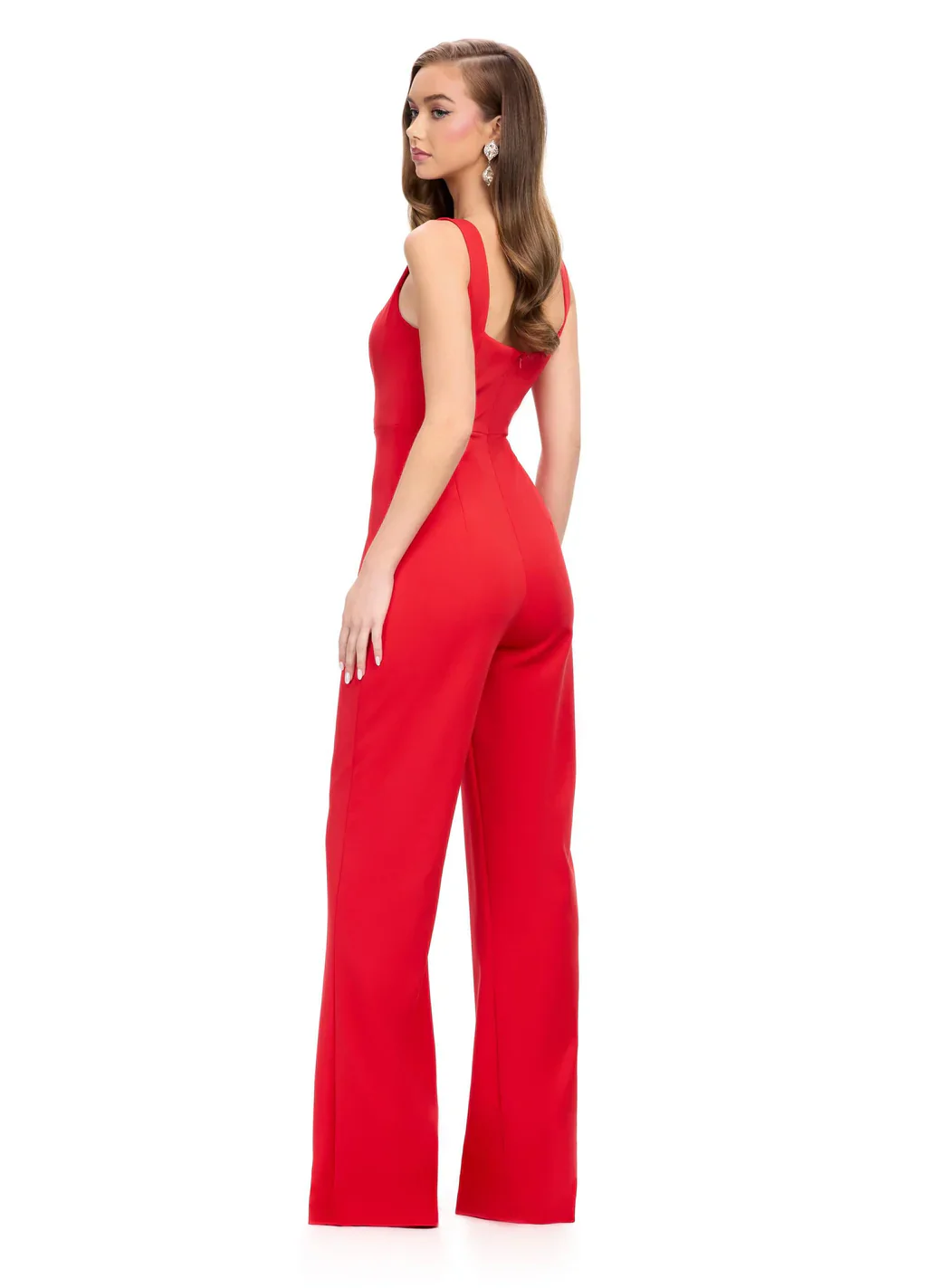 Ashley Lauren 11760 Scuba Jumpsuit with Jacket Ruffle Sleeves Wide Pants Legs - Image 7