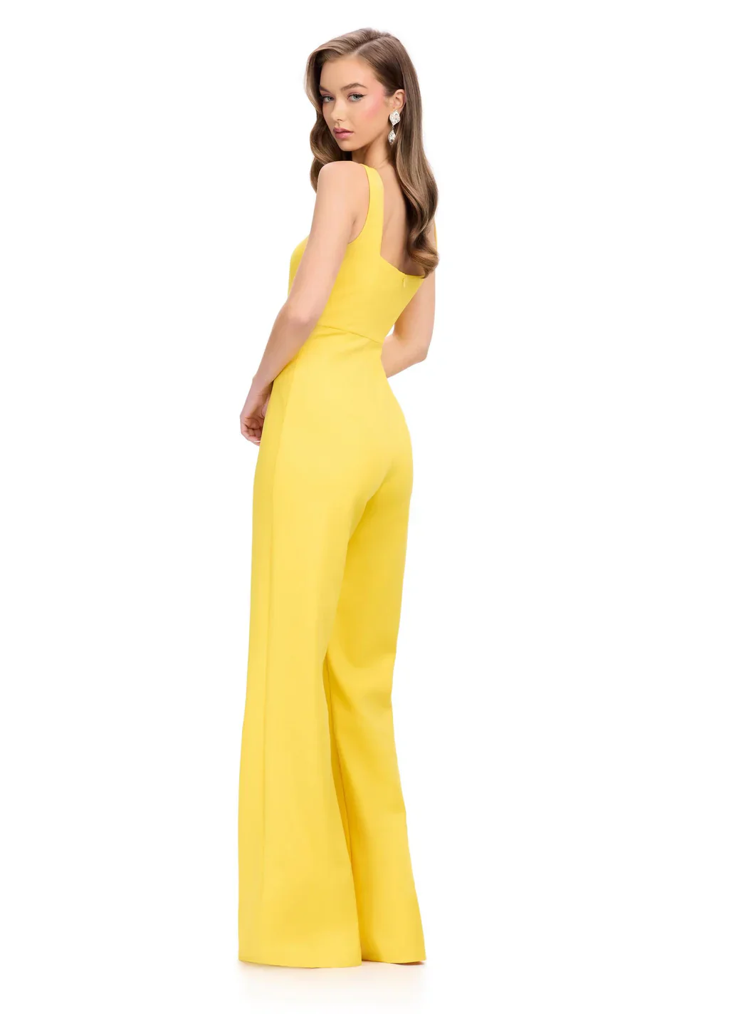 Ashley Lauren 11760 Scuba Jumpsuit with Jacket Ruffle Sleeves Wide Pants Legs - Image 8