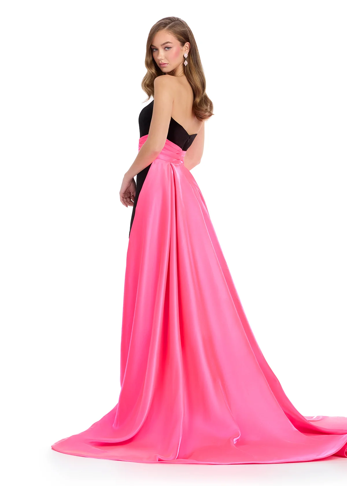 Ashley Lauren 11857 Long Fitted Velvet Pageant Dress Satin Overskirt Formal Evening Gown - Image 5
