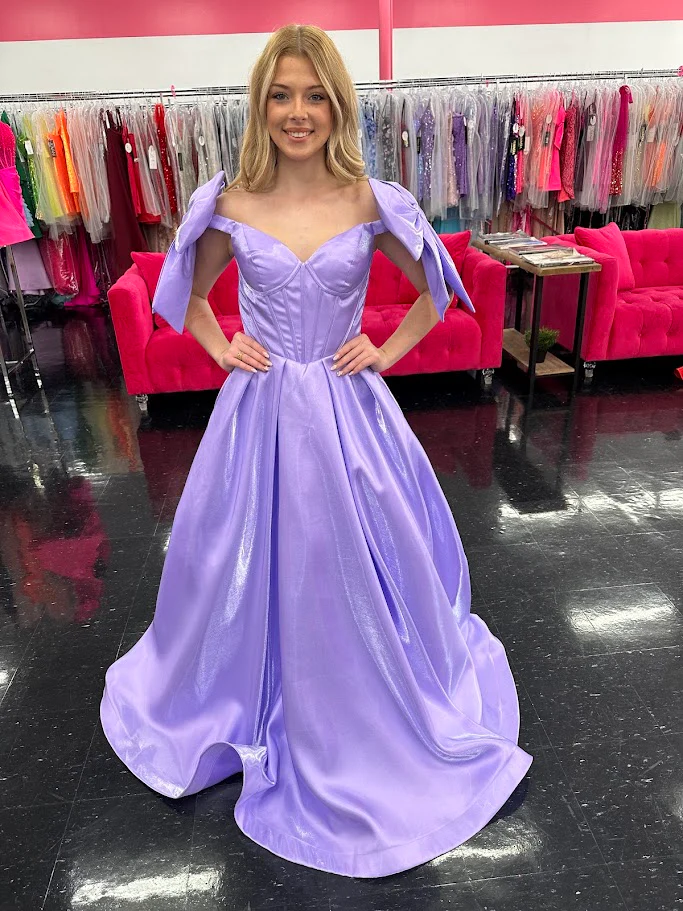 Ashley Lauren 11871 Size 12, 14 Hot Pink Long Prom Dress off the shoulder Bows Corset A Line Pageant Gown Pockets - Image 10