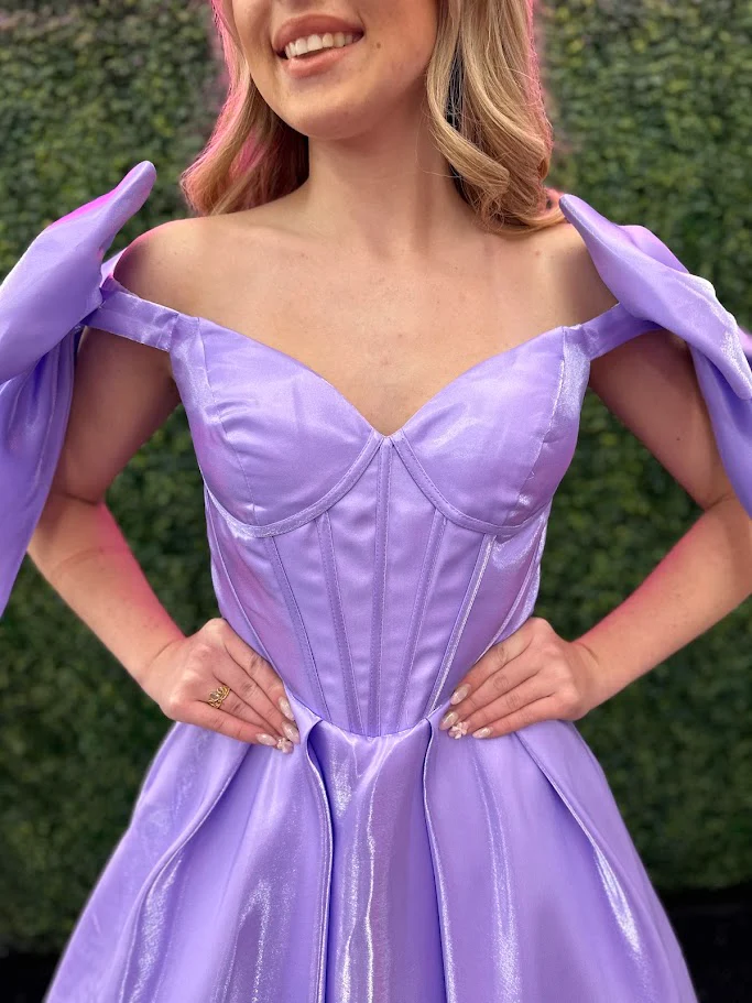 Ashley Lauren 11871 Size 12, 14 Hot Pink Long Prom Dress off the shoulder Bows Corset A Line Pageant Gown Pockets - Image 14