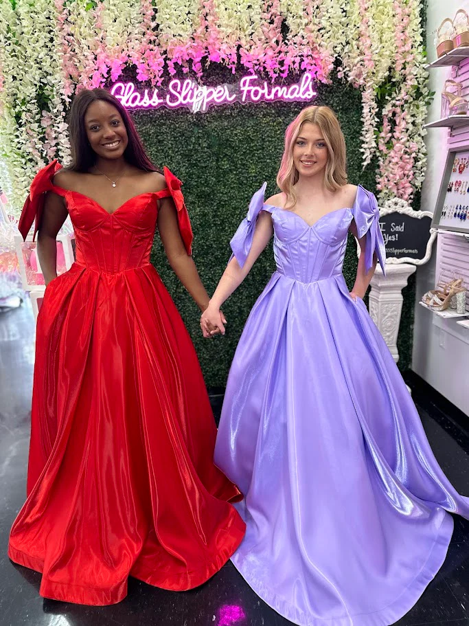 Ashley Lauren 11871 Size 12, 14 Hot Pink Long Prom Dress off the shoulder Bows Corset A Line Pageant Gown Pockets - Image 15