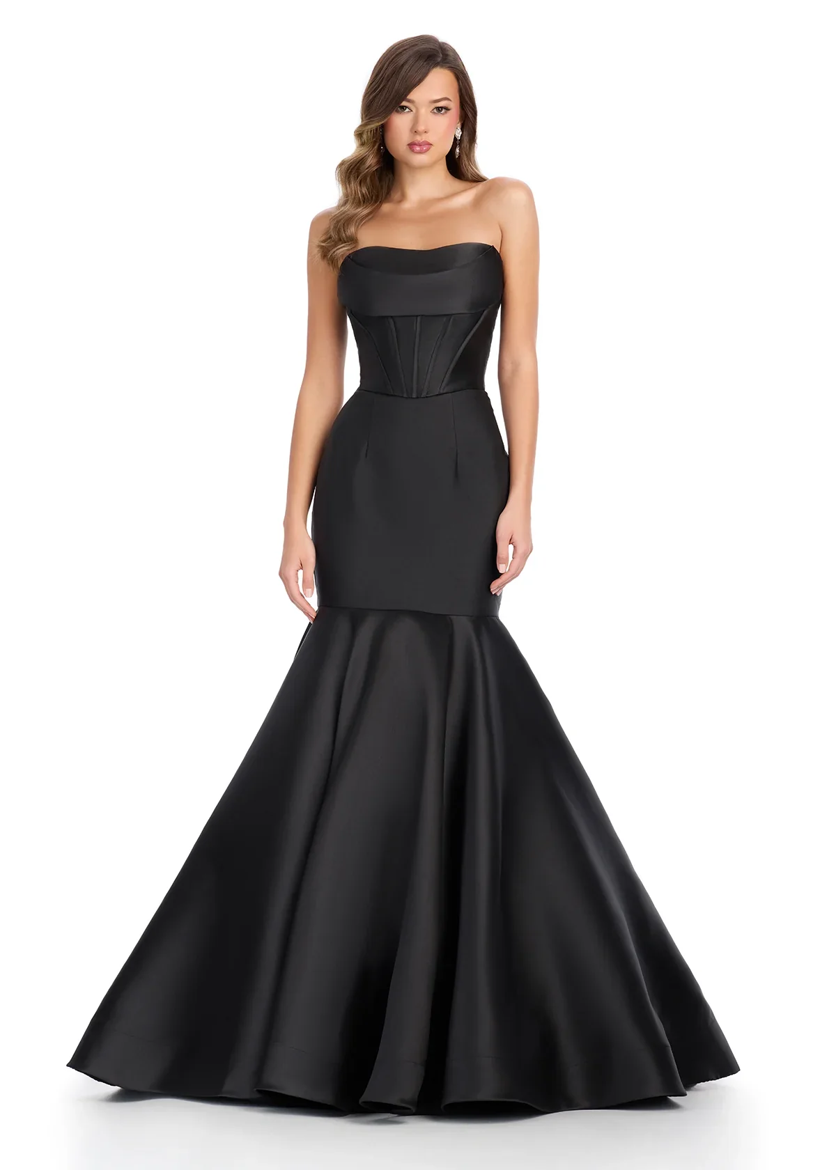 Ashley Lauren 11908 Mikado Mermaid Corset Prom Dress Two Piece Formal Pageant Gown Cowl Neck - Image 3