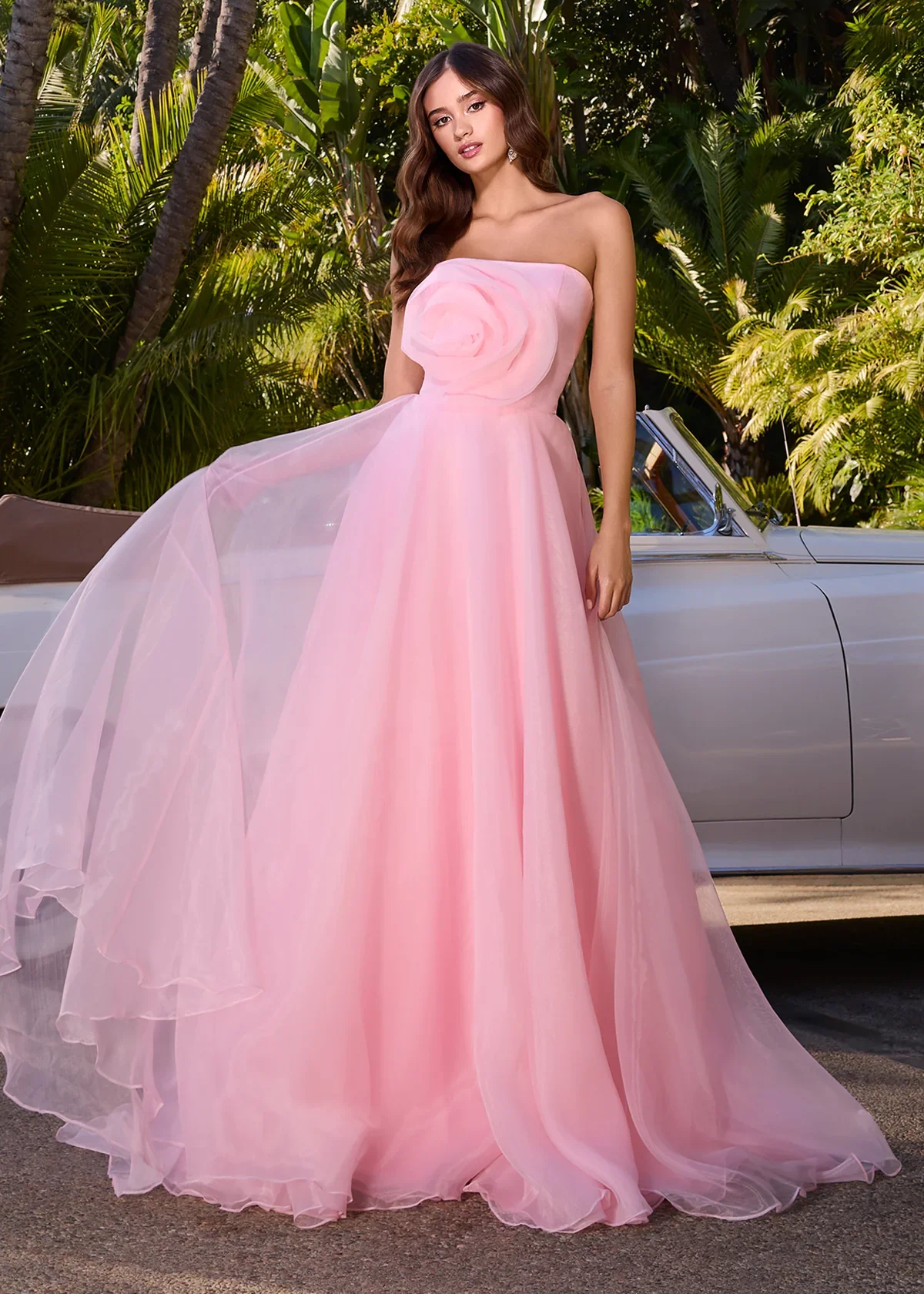 Ashley Lauren 11913 Organza Prom Dress Flower Accent A Line