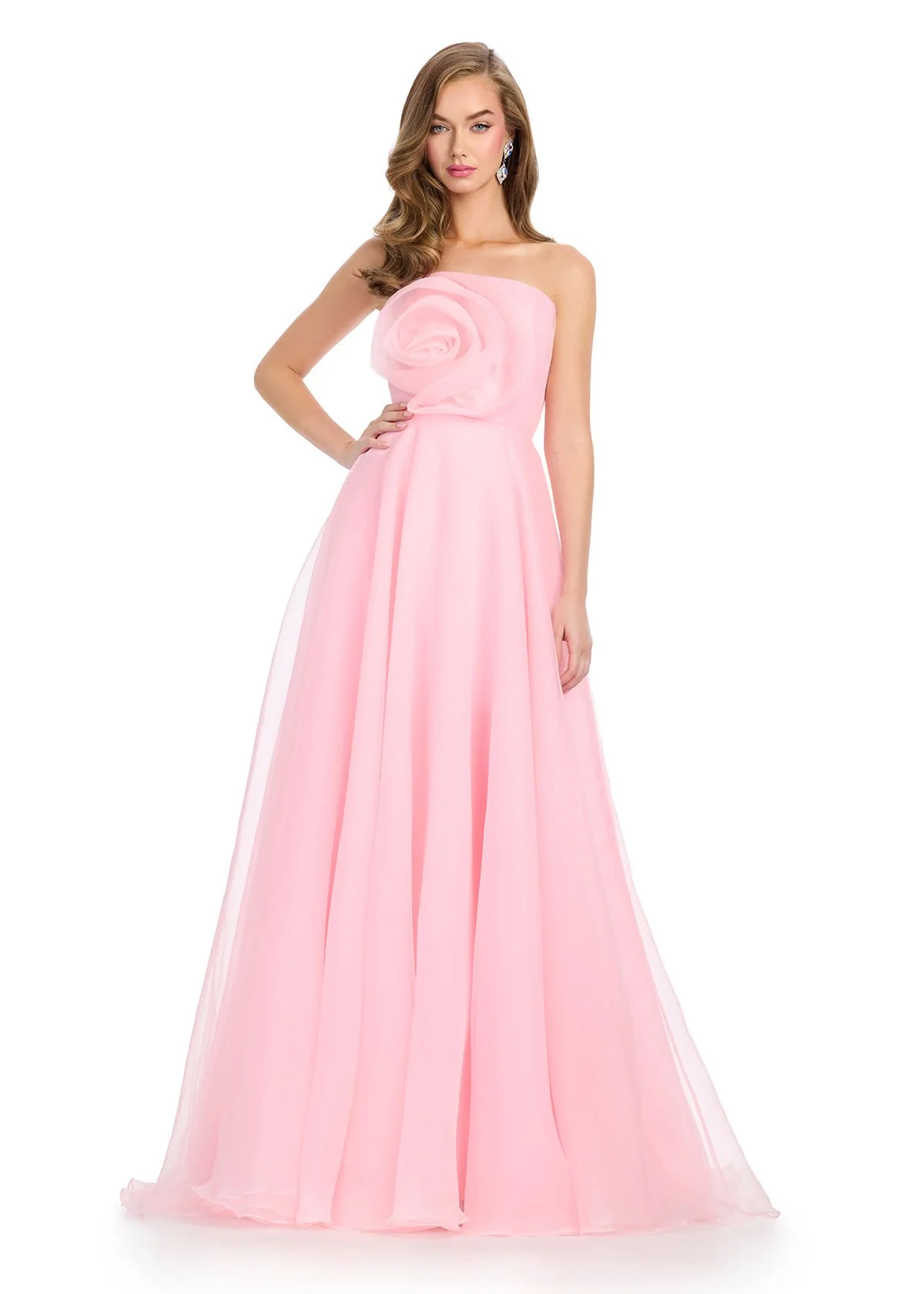 Ashley Lauren 11913 Organza Prom Dress Flower Accent A Line - Image 5