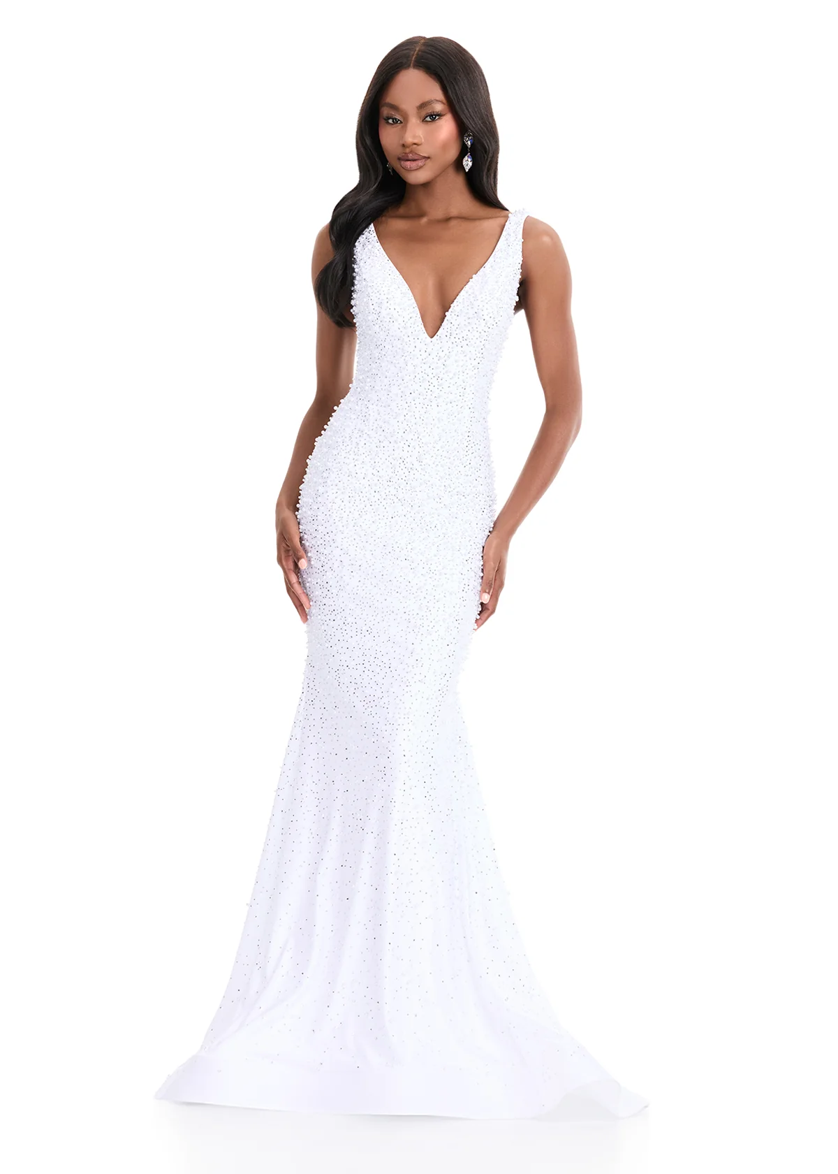 ASHLEYlauren 12030 Beaded Pearls Prom Dress Hot Stones - Image 11