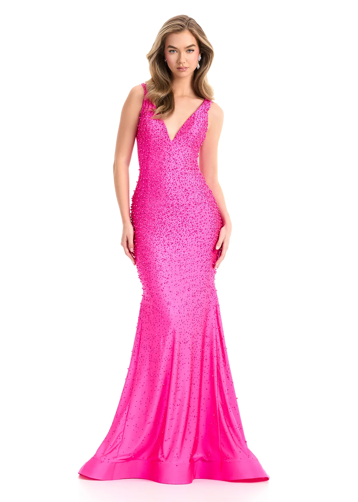 ASHLEYlauren 12030 Beaded Pearls Prom Dress Hot Stones - Image 3