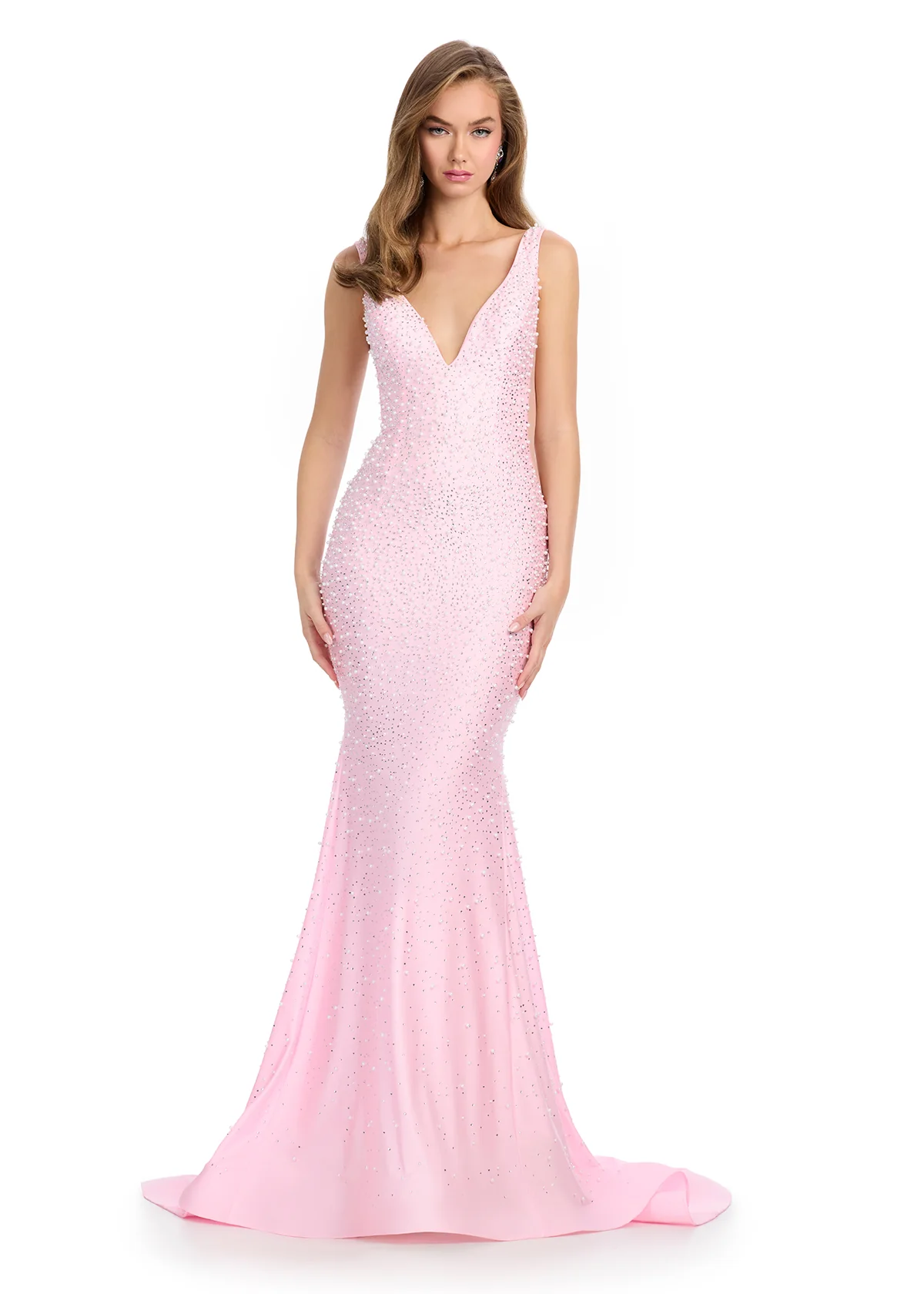 ASHLEYlauren 12030 Beaded Pearls Prom Dress Hot Stones - Image 4
