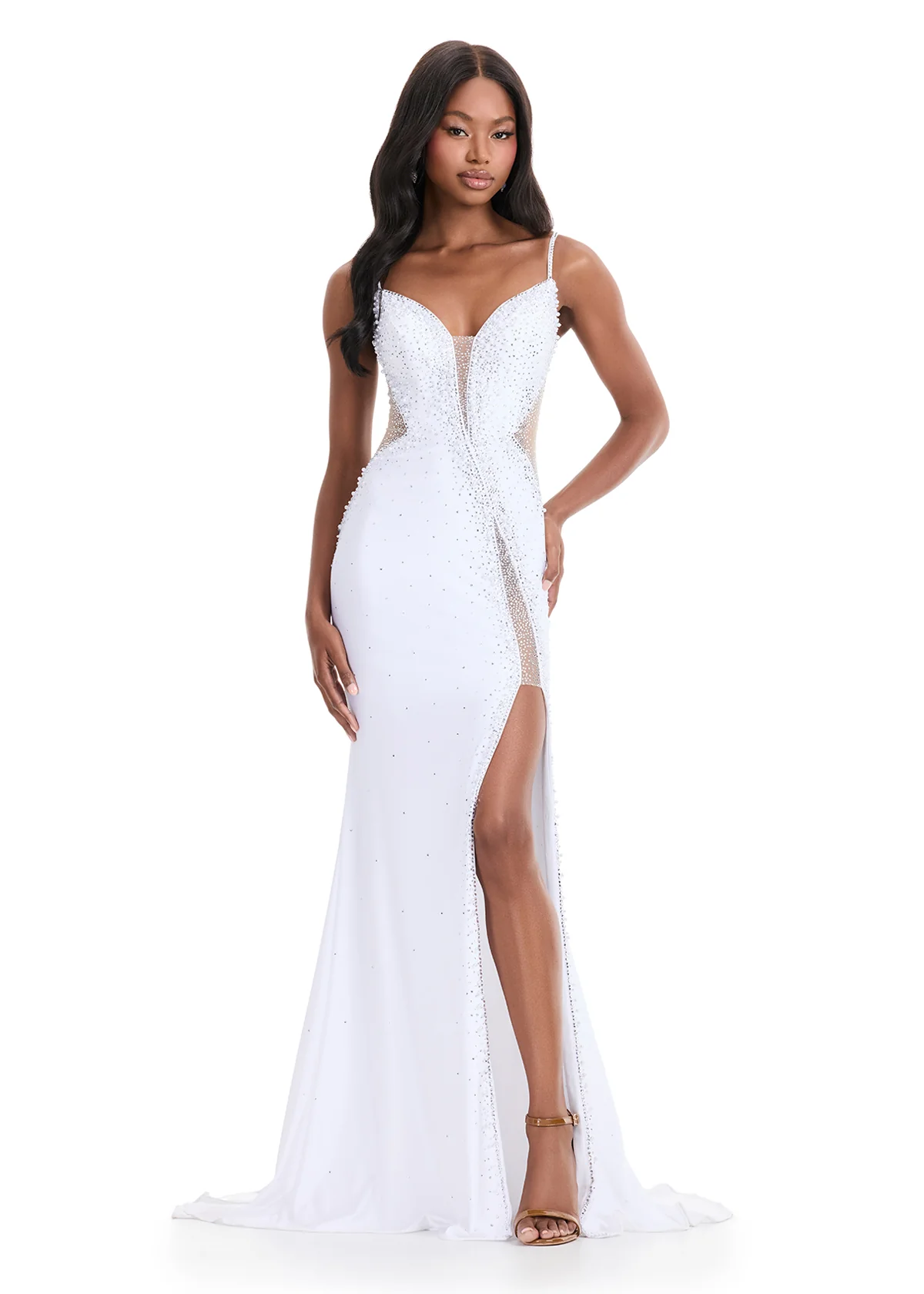 Ashley Lauren 12071 Crystal Embellished Evening Gown Sweetheart Neckline Sheer Cut Outs - Image 2
