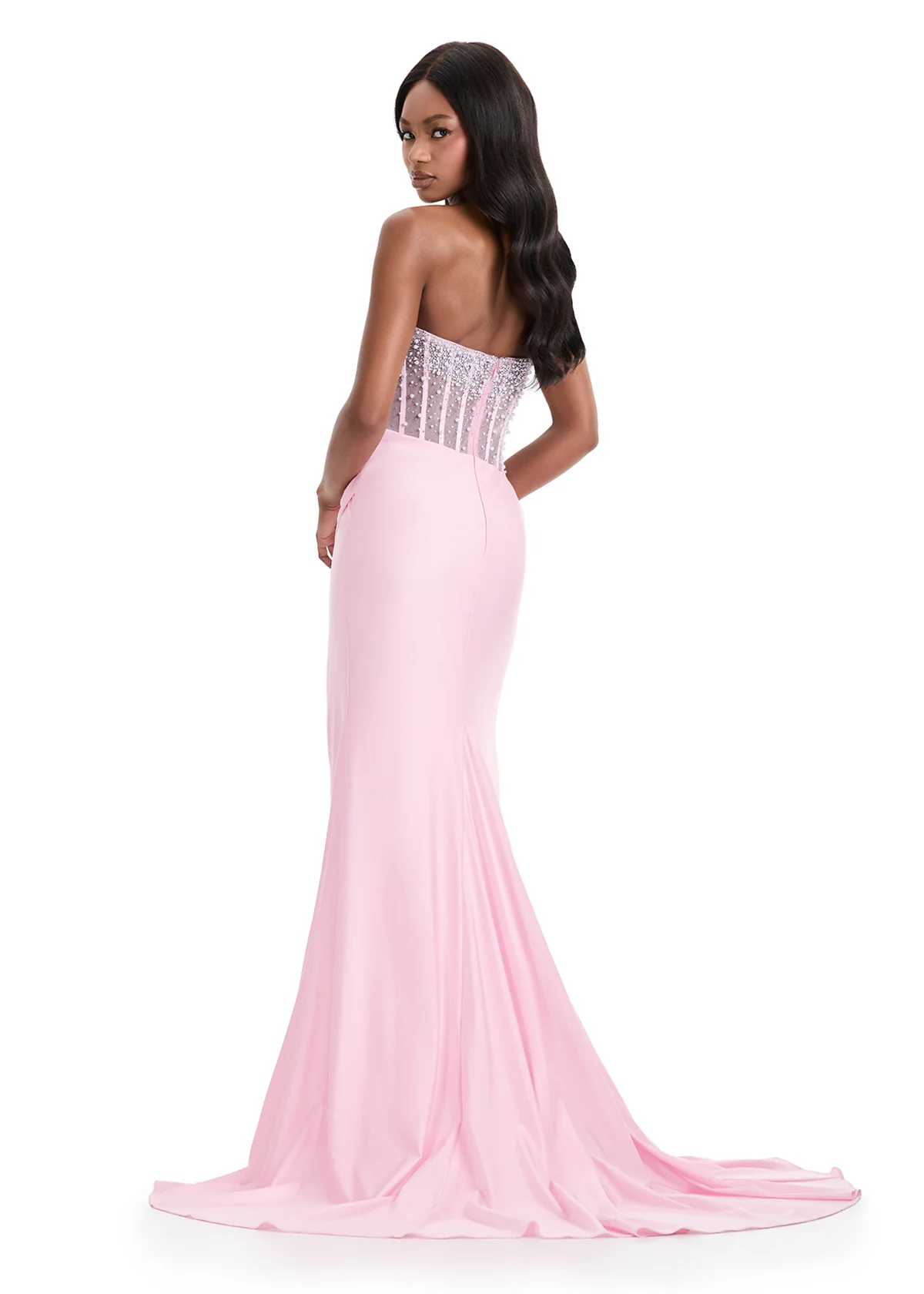 Ashley Lauren 12087 Pearl Corset Beaded Prom Dress Formal Gown - Image 9