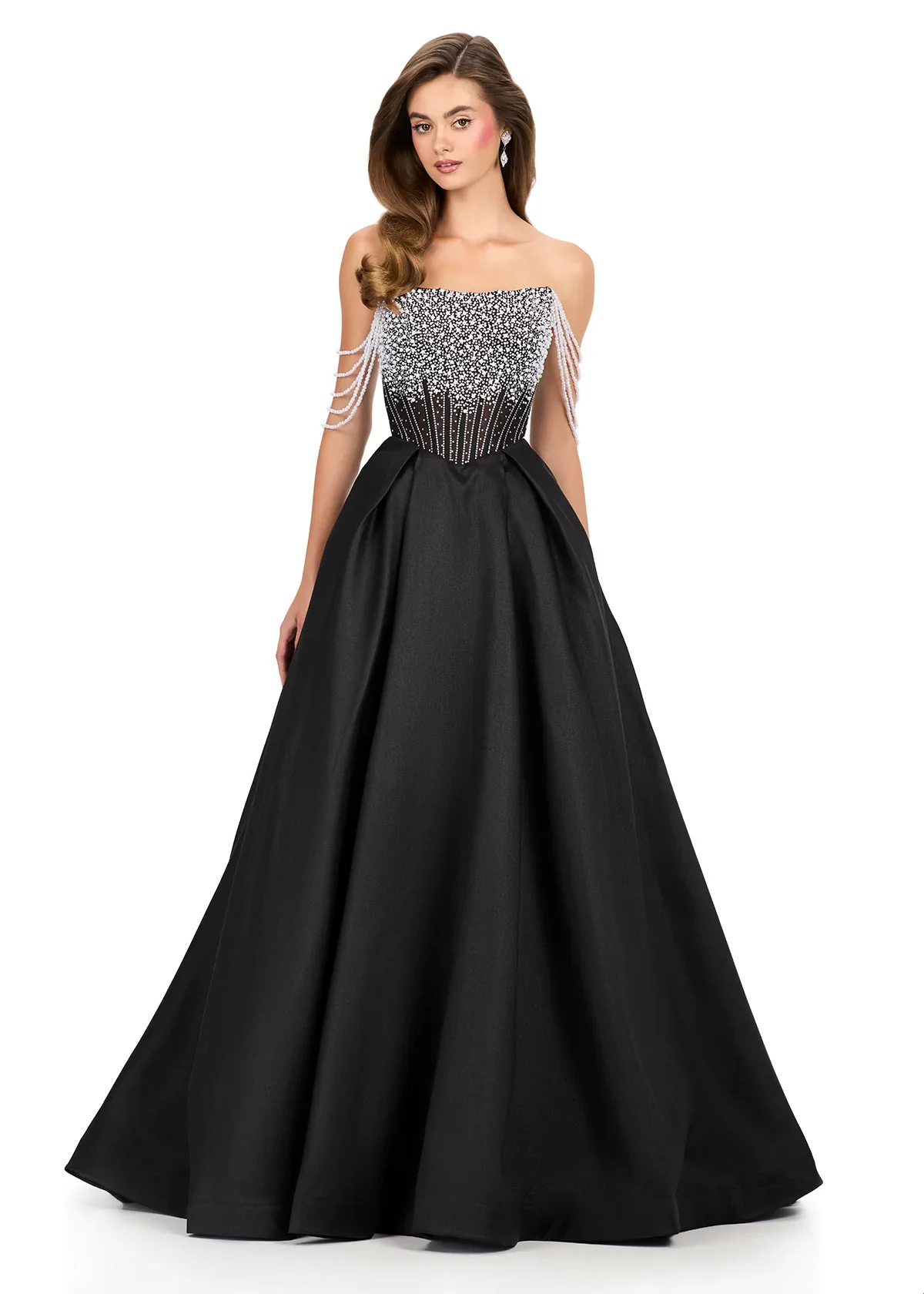 Ashley Lauren 12248 Size 4 Pink Prom Dress Pageant Pearl Corset - Image 3