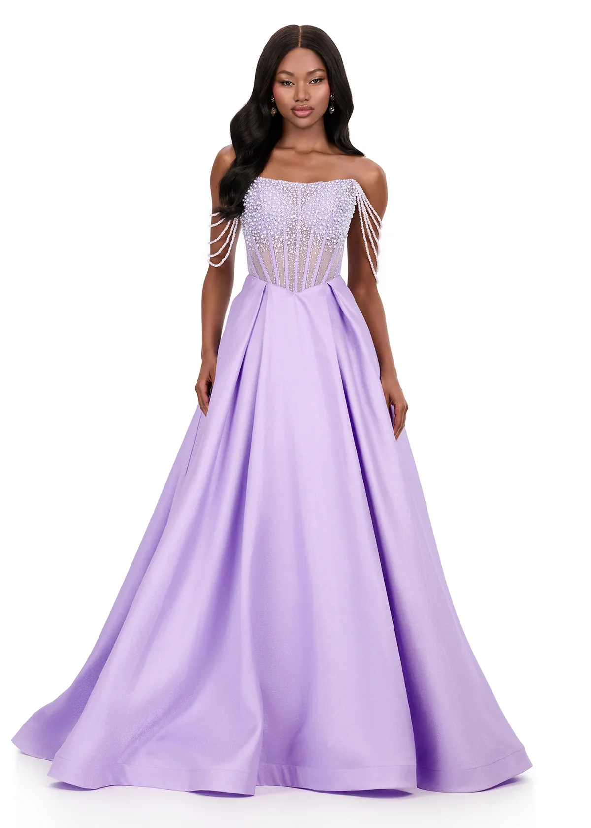 Ashley Lauren 12248 Size 4 Pink Prom Dress Pageant Pearl Corset - Image 4