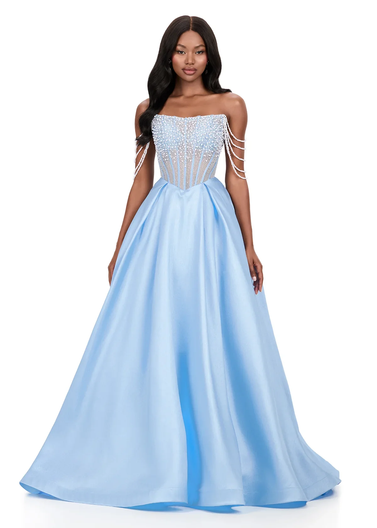 Ashley Lauren 12248 Size 4 Pink Prom Dress Pageant Pearl Corset - Image 5