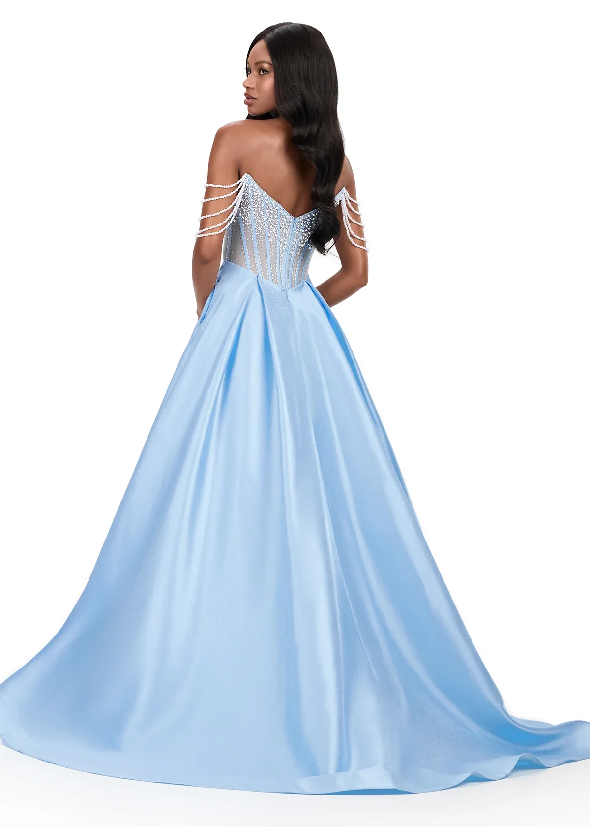 Ashley Lauren 12248 Size 4 Pink Prom Dress Pageant Pearl Corset - Image 9