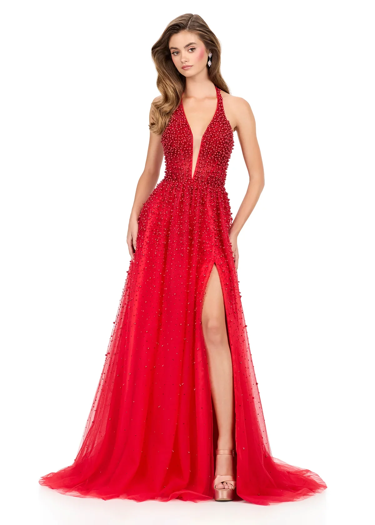 Ashley Lauren 12268 Size 6 Yellow Pearl Prom Dress A Line - Image 3