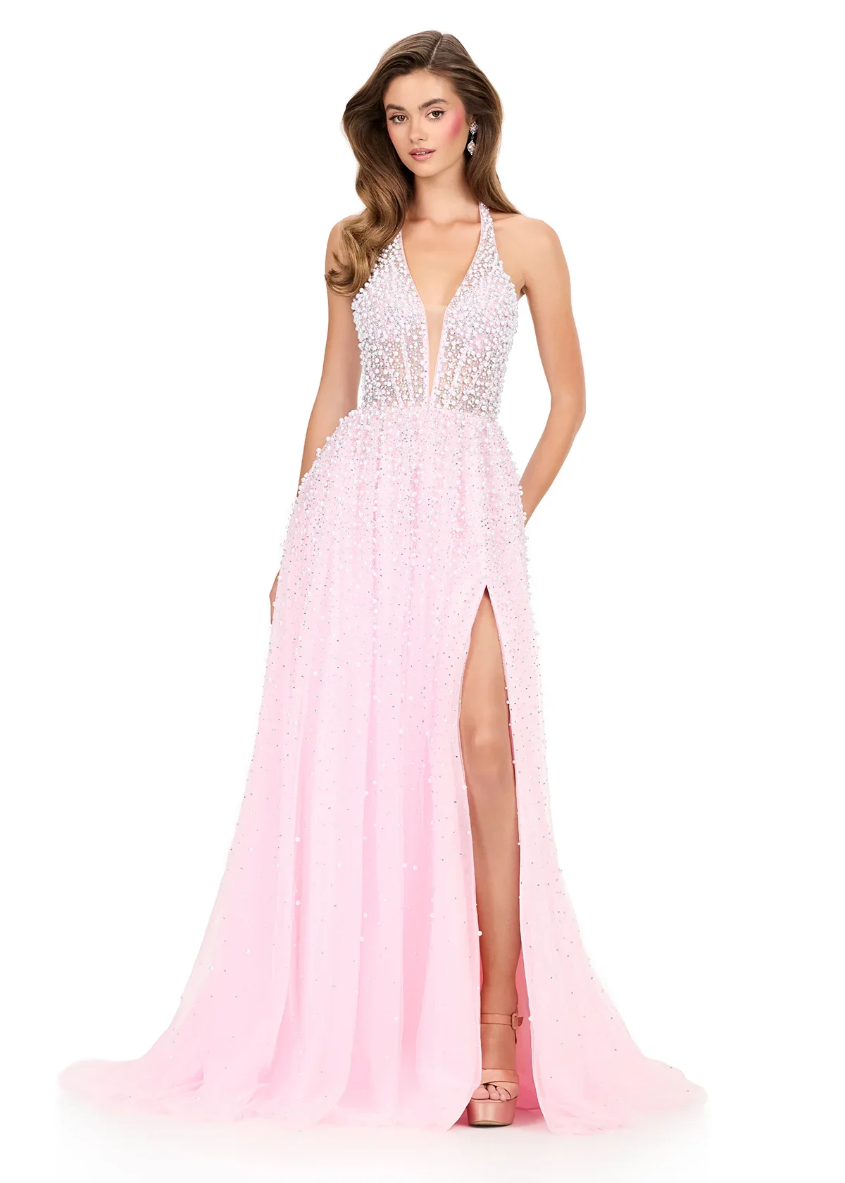 Ashley Lauren 12268 Size 6 Yellow Pearl Prom Dress A Line - Image 5