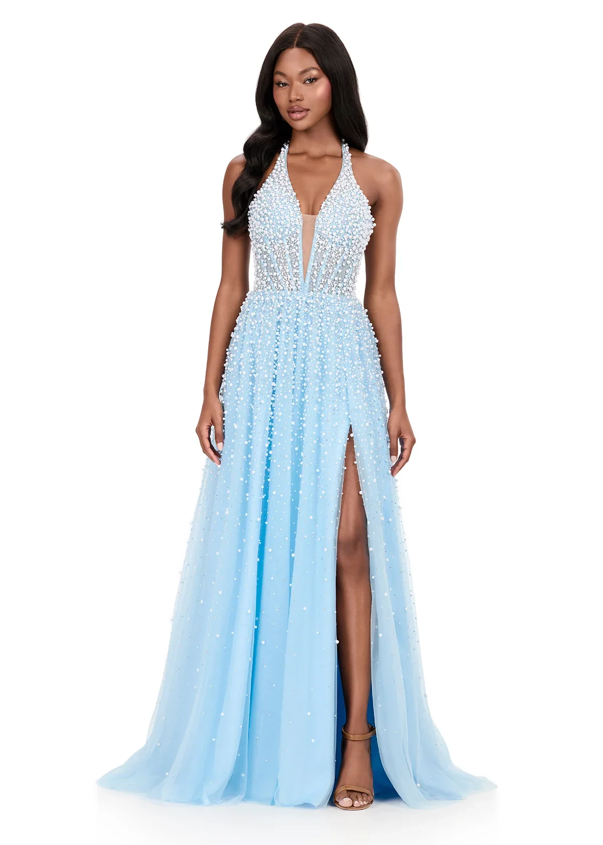 Ashley Lauren 12268 Size 6 Yellow Pearl Prom Dress A Line - Image 6