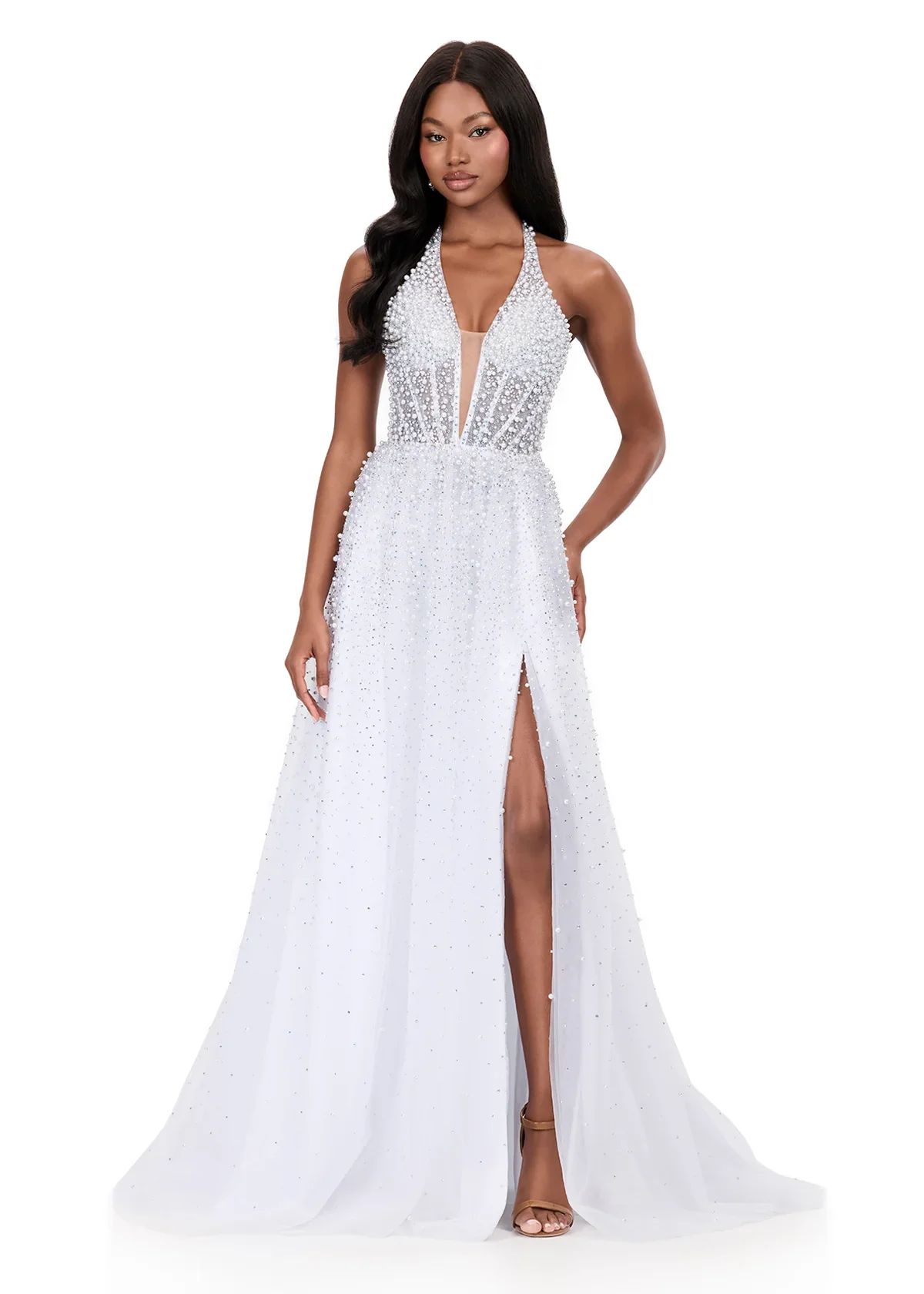 Ashley Lauren 12268 Size 6 Yellow Pearl Prom Dress A Line - Image 7