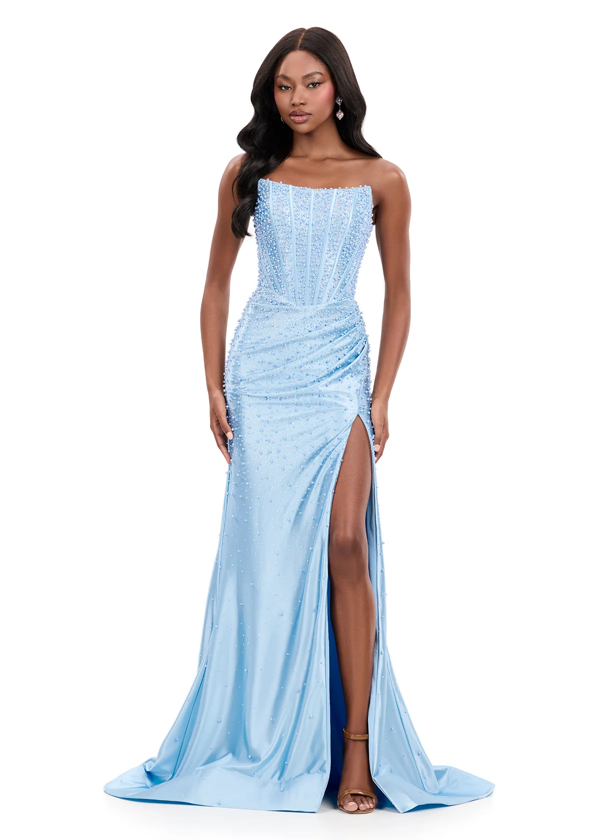 Ashleylauren 12356 Pearl Corset Prom Dress Pageant Gown - Image 5