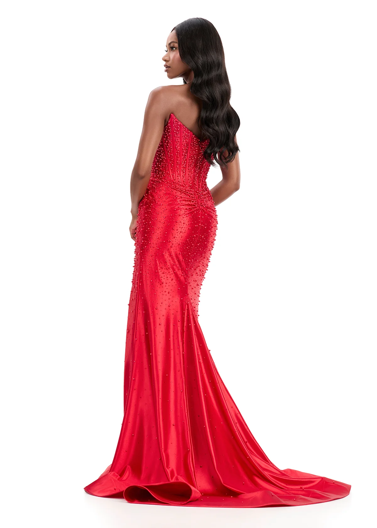 Ashleylauren 12356 Pearl Corset Prom Dress Pageant Gown - Image 9