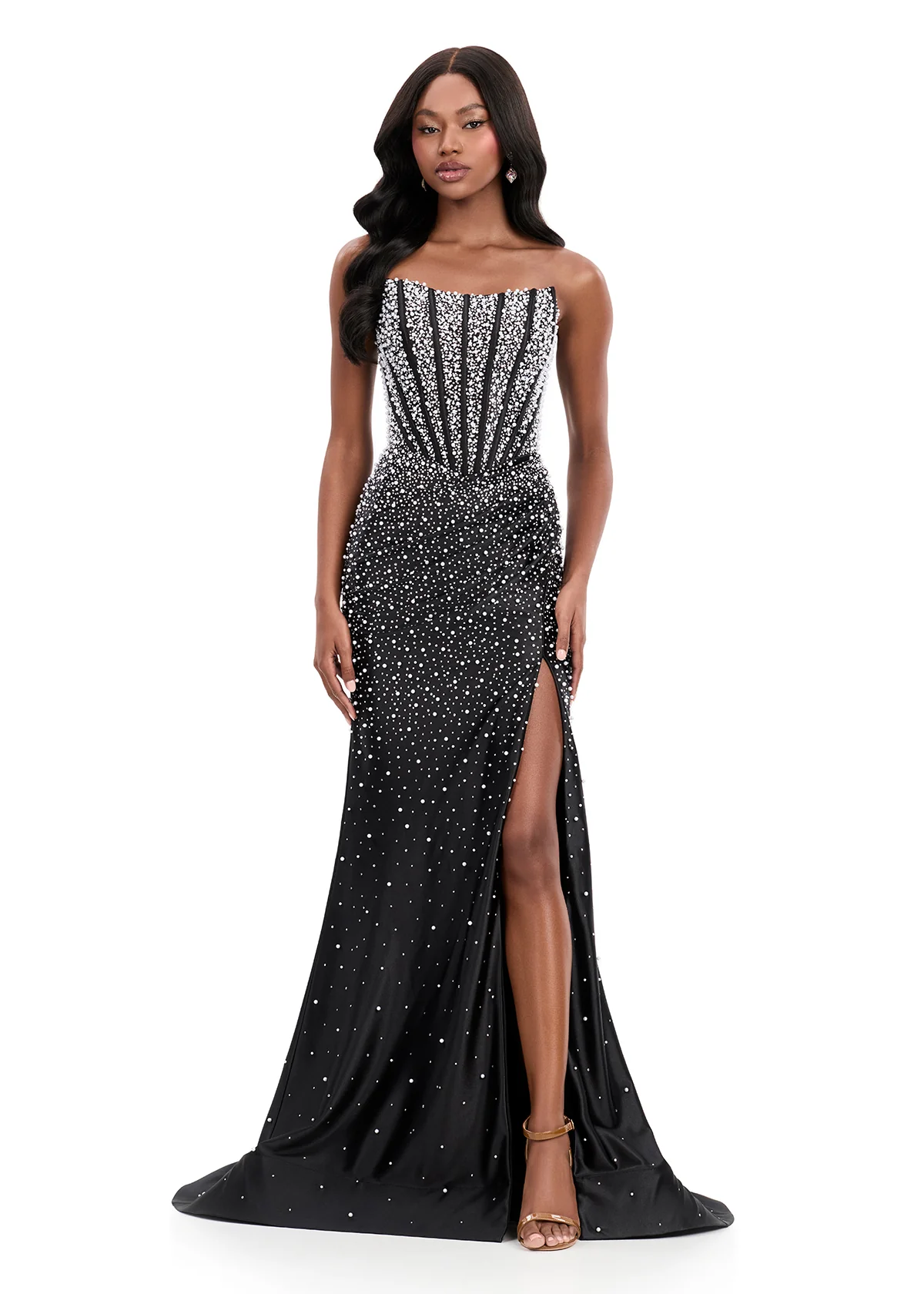 Ashleylauren 12356 Pearl Corset Prom Dress Pageant Gown - Image 3