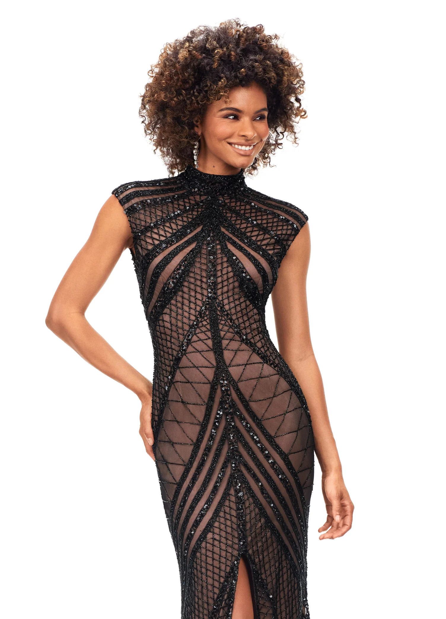 Ashley Lauren 1624 Cap Sleeve Beaded Evening Gown - Image 53