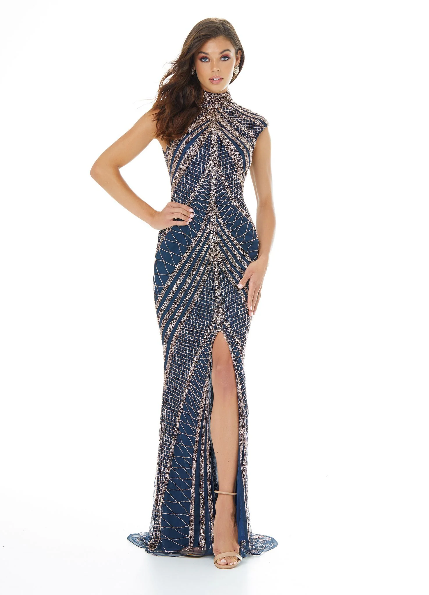 Ashley Lauren 1624 Cap Sleeve Beaded Evening Gown - Image 20