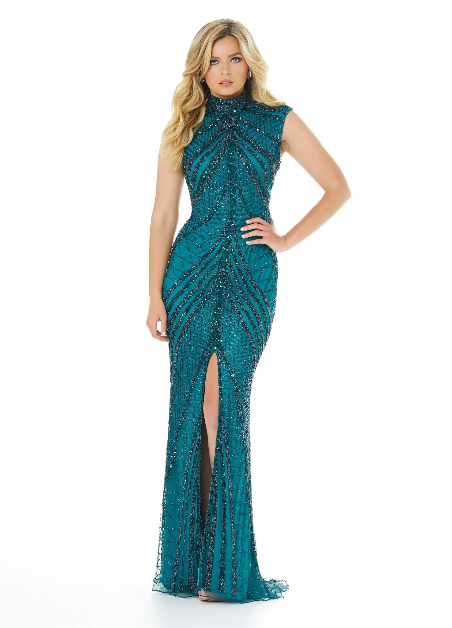 Ashley Lauren 1624 Cap Sleeve Beaded Evening Gown - Image 22