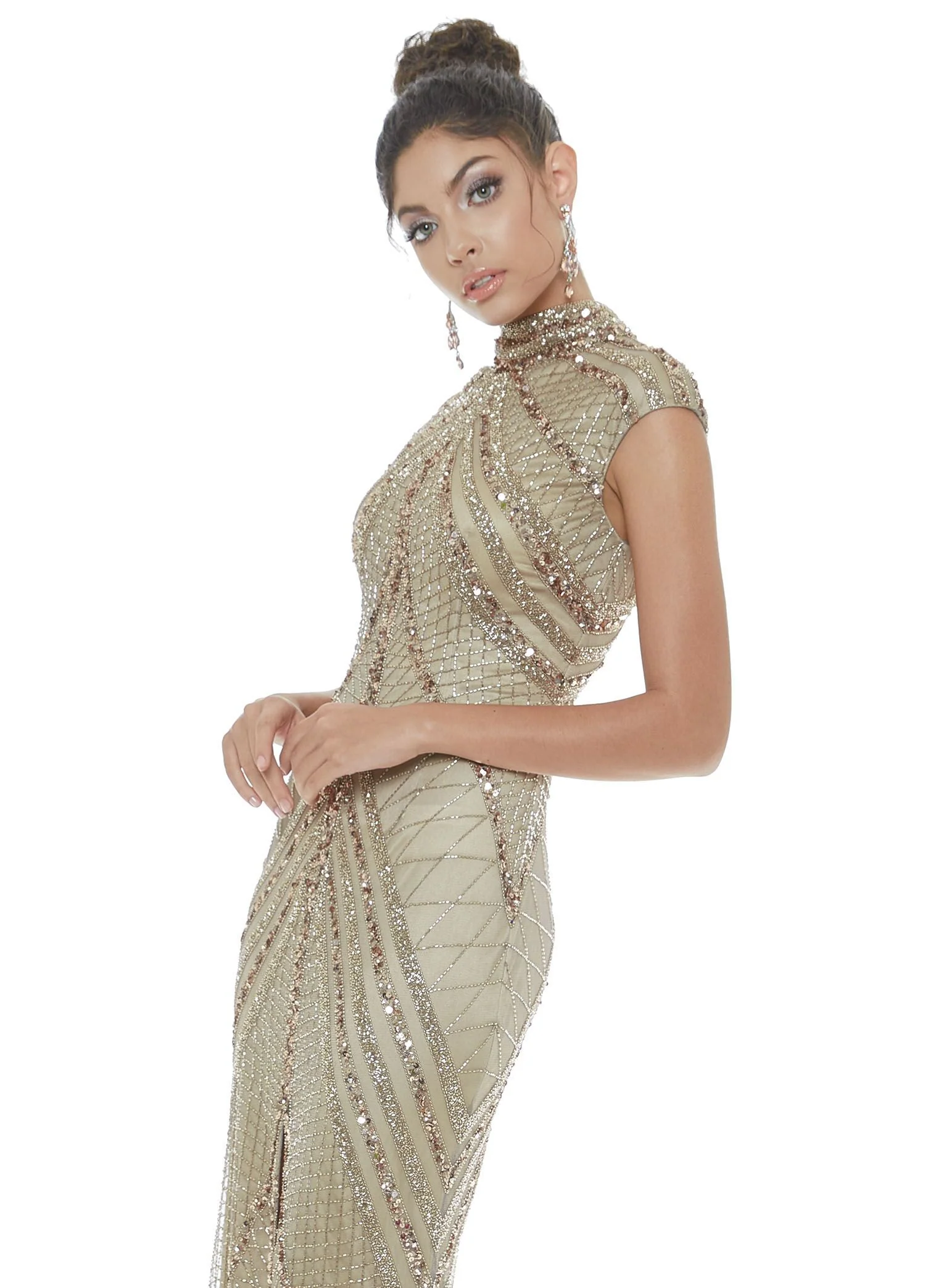 ASHLEYlauren 1624 Size 4 Black Evening Gown Center Slit Cap Sleeves - Image 23