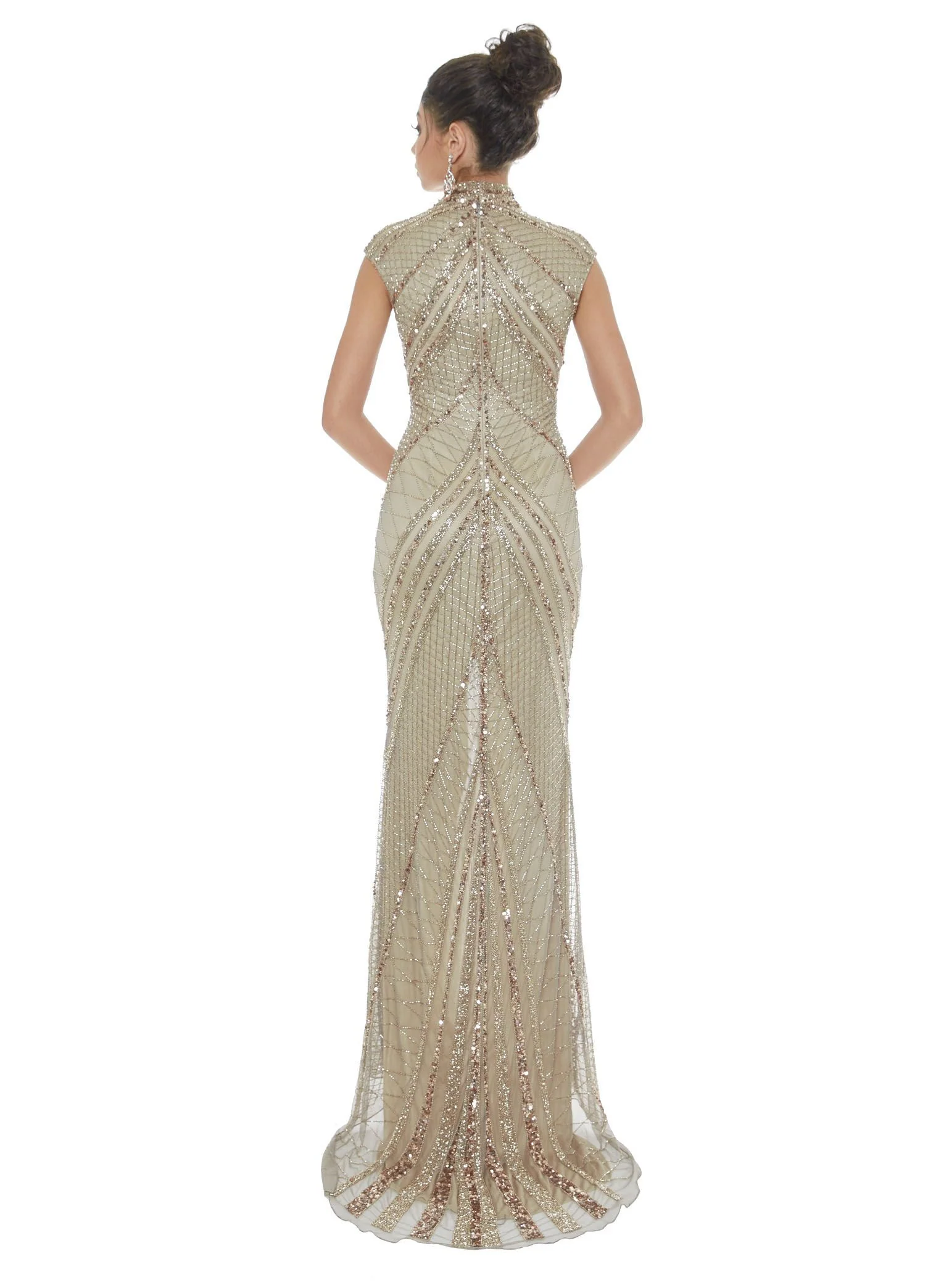 ASHLEYlauren 1624 Size 4 Black Evening Gown Center Slit Cap Sleeves - Image 25