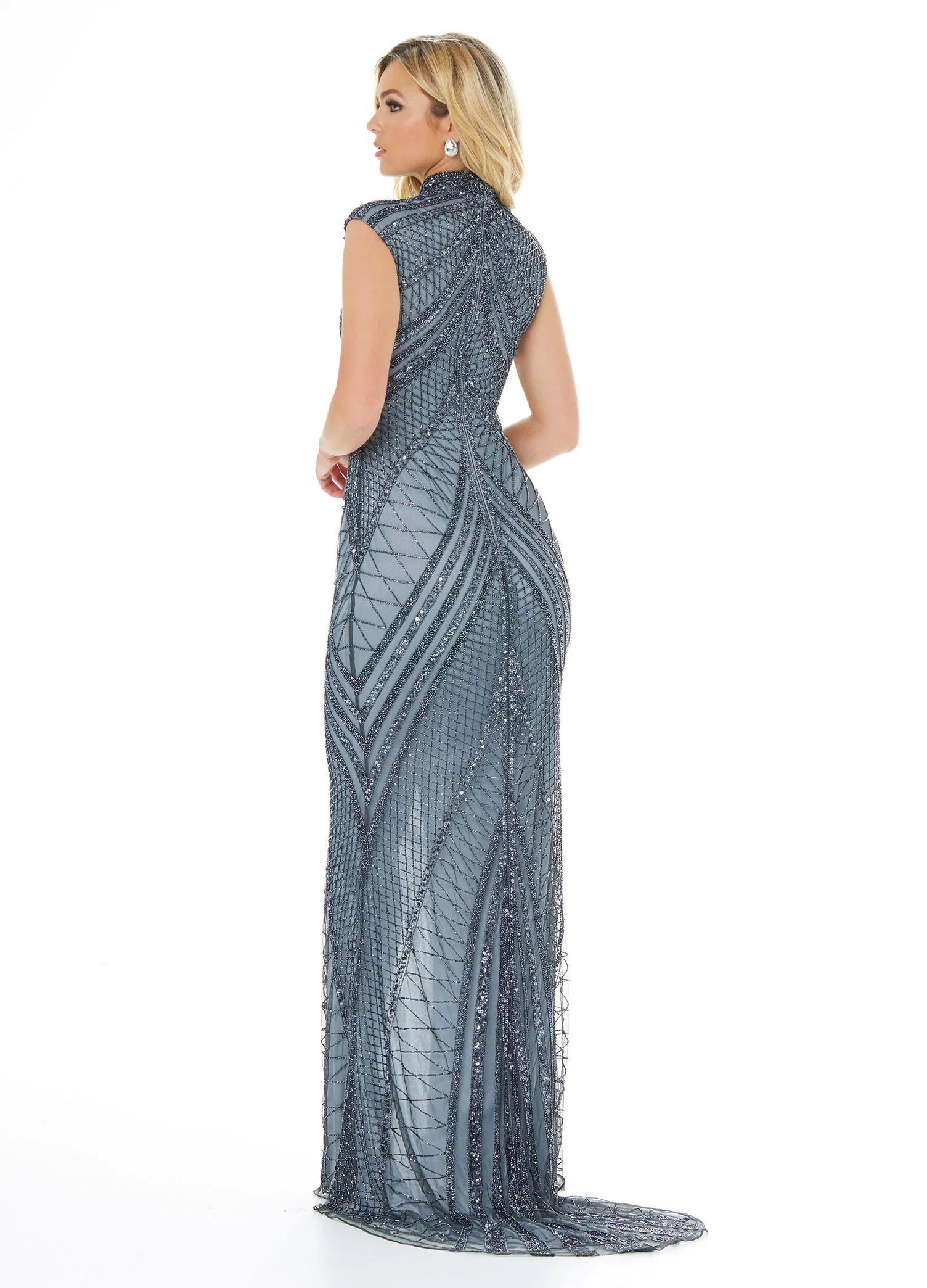 Ashley Lauren 1624 Cap Sleeve Beaded Evening Gown - Image 46