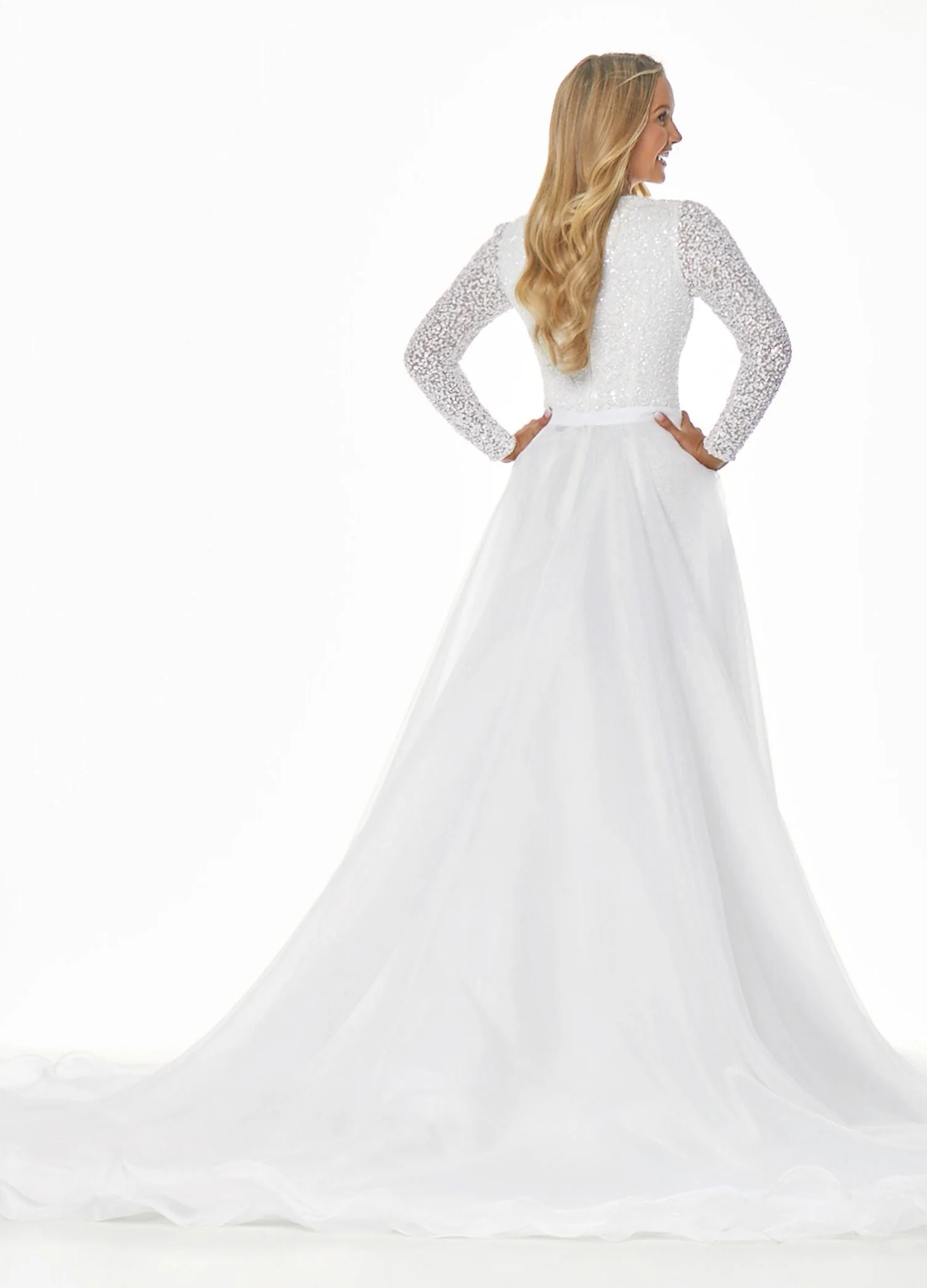 Ashley Lauren 1739 Size 4, 6 Hot Pink Long Organza Overskirt Wire Hem Pageant Prom Layer Pageant - Image 9