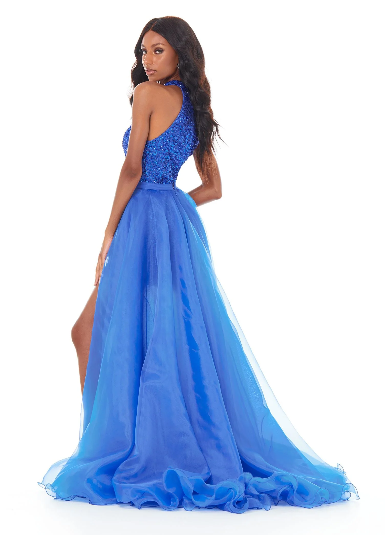 Ashley Lauren 1740 Size 10 Hot Pink Organza Overskirt Wire Hem Pageant Prom Wear Layers - Image 10