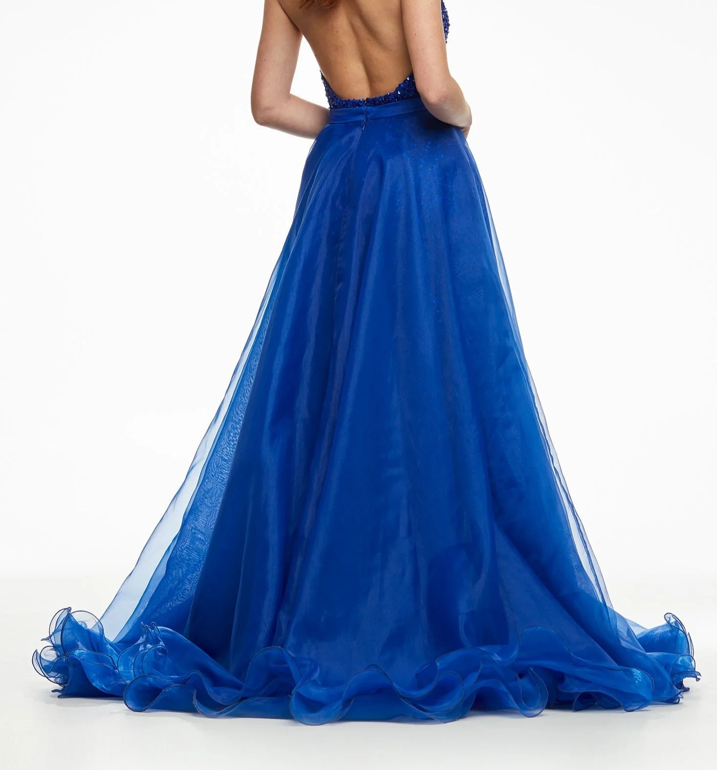 Ashley Lauren 1740  Long Organza Pageant Overskirt Wire Hem Layered Train Detachable - Image 28