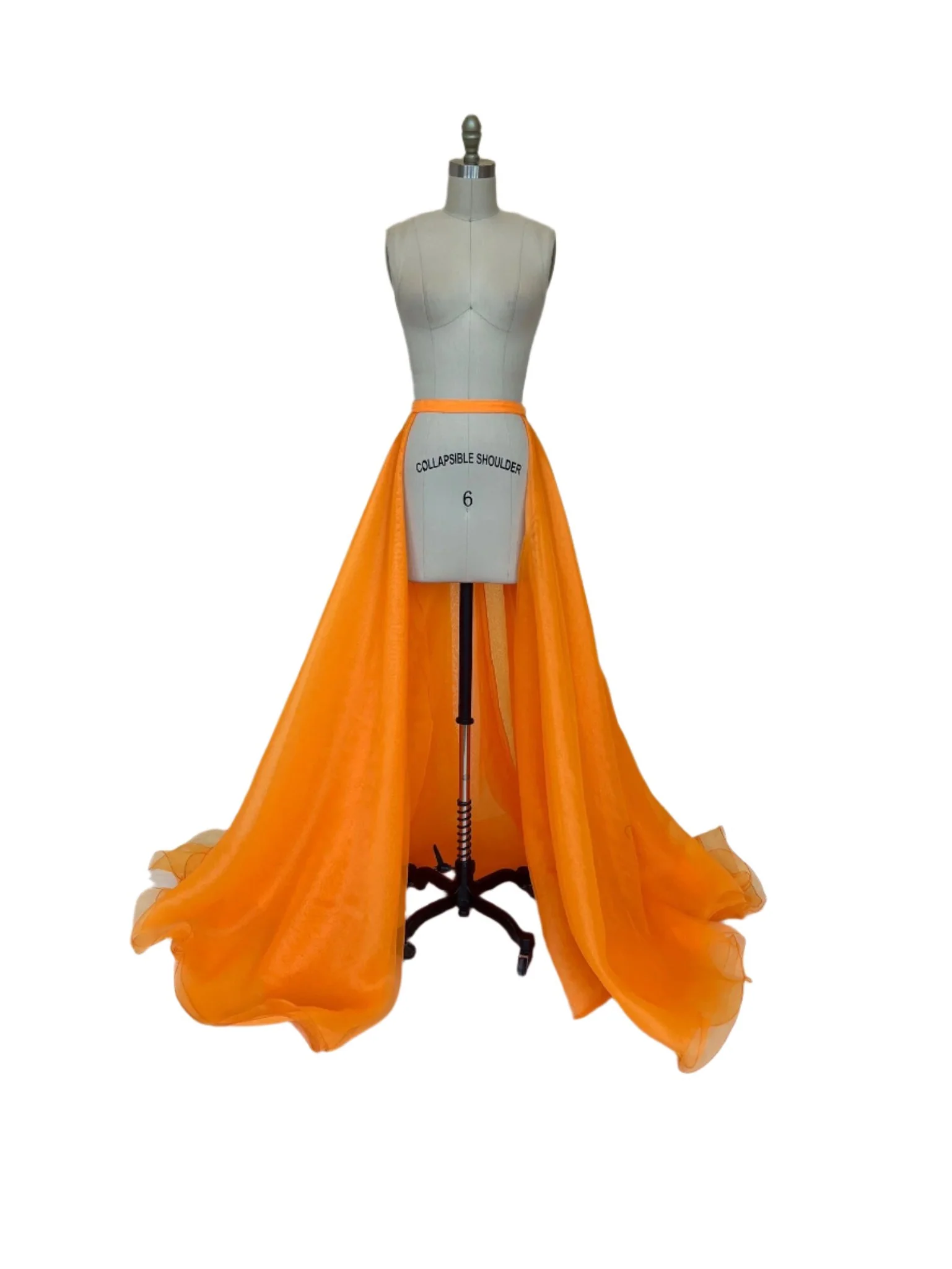 Ashley Lauren 1740 Size 2, 16 Orange Long Organza Overskirt Wire Hem Pageant Prom Layers - Image 3