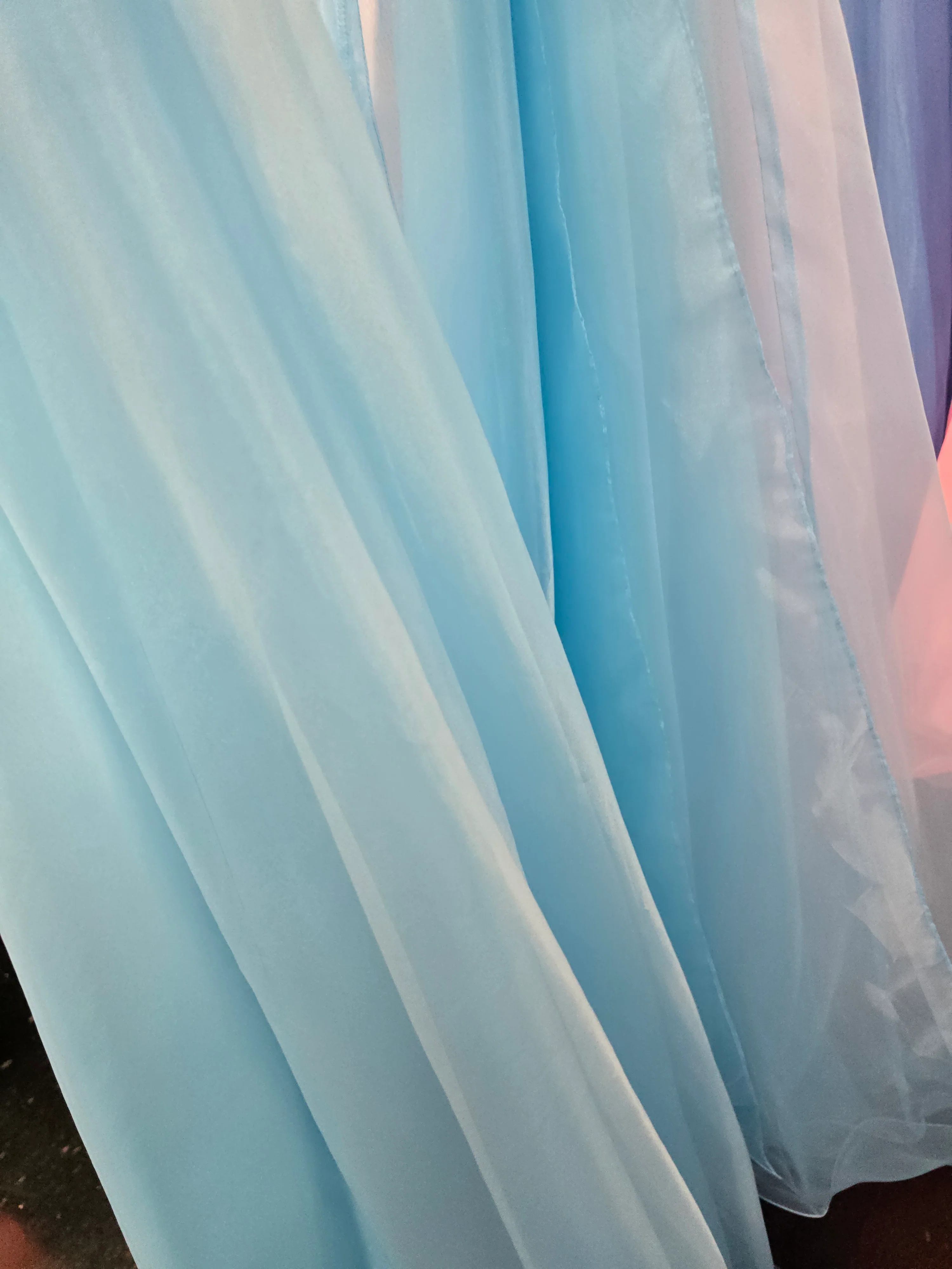 Ashley Lauren 1740 Size 0 Light Blue Long Organza Pageant Overskirt Wire Hem Layered Train Detachable - Image 2