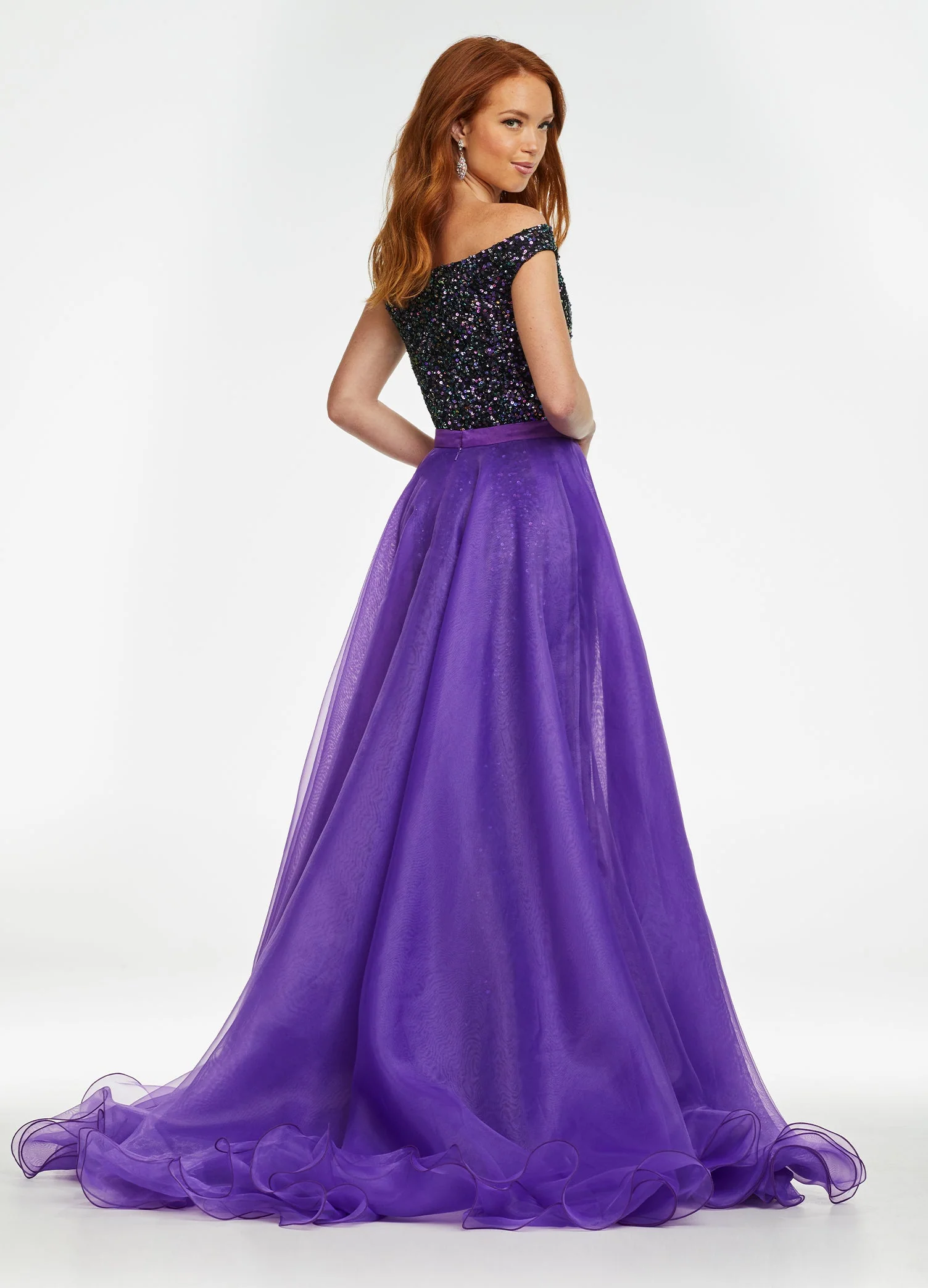 Ashley Lauren 1740 Size 4 Coral Long Organza Overskirt Wire Hem Pageant Prom Layers - Image 29