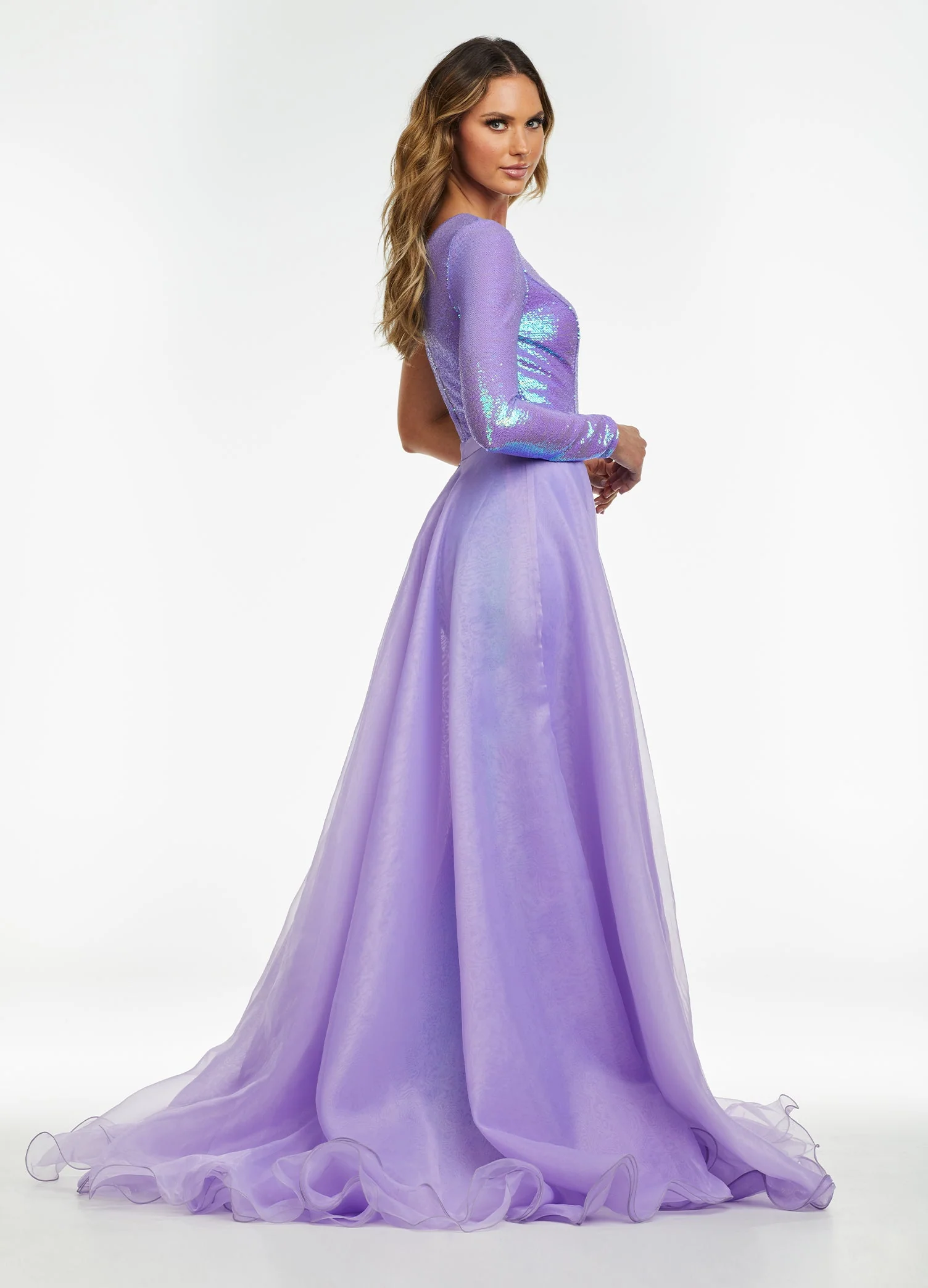 Ashley Lauren 1740 Size 4, 6 Neon Green Long Organza Overskirt Wire Hem Pageant Prom Layers - Image 31
