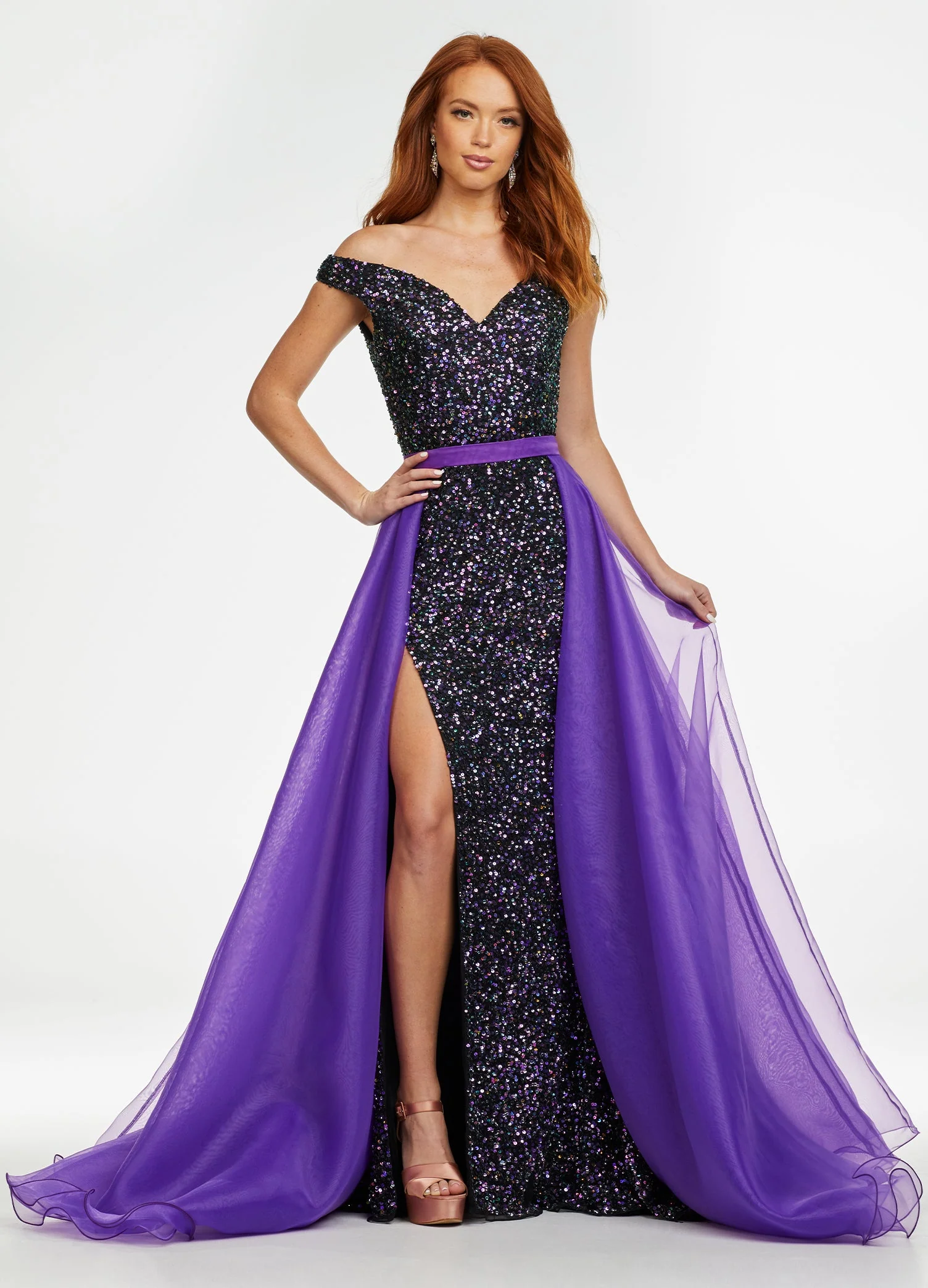 Ashley Lauren 1740 Size 4, 6 Neon Green Long Organza Overskirt Wire Hem Pageant Prom Layers - Image 33