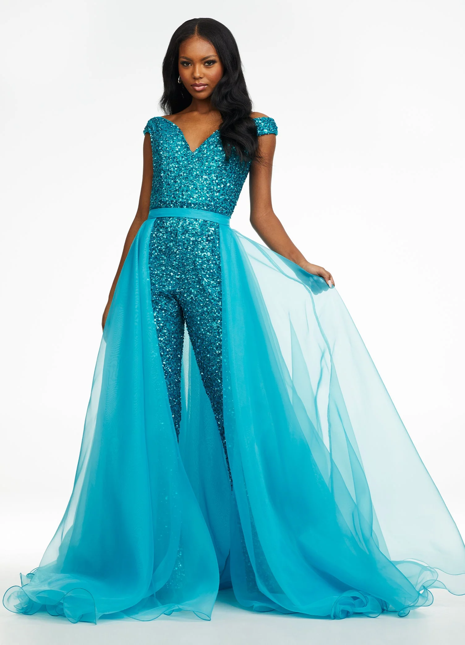 Ashley Lauren 1740 Size 4, 6 Neon Green Long Organza Overskirt Wire Hem Pageant Prom Layers - Image 40