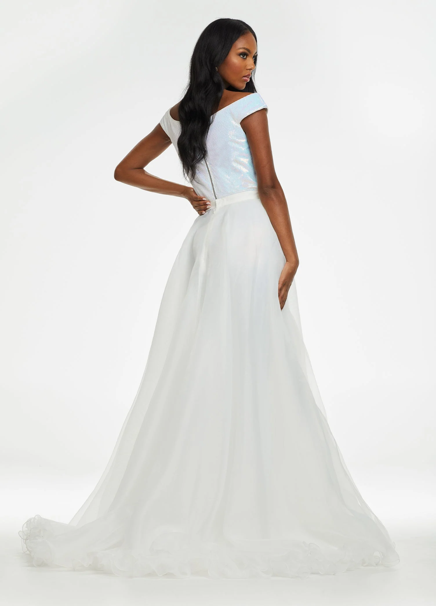 Ashley Lauren 1740 Size 2 Jade Long Organza Overskirt Wire Hem Pageant Prom Layers - Image 20