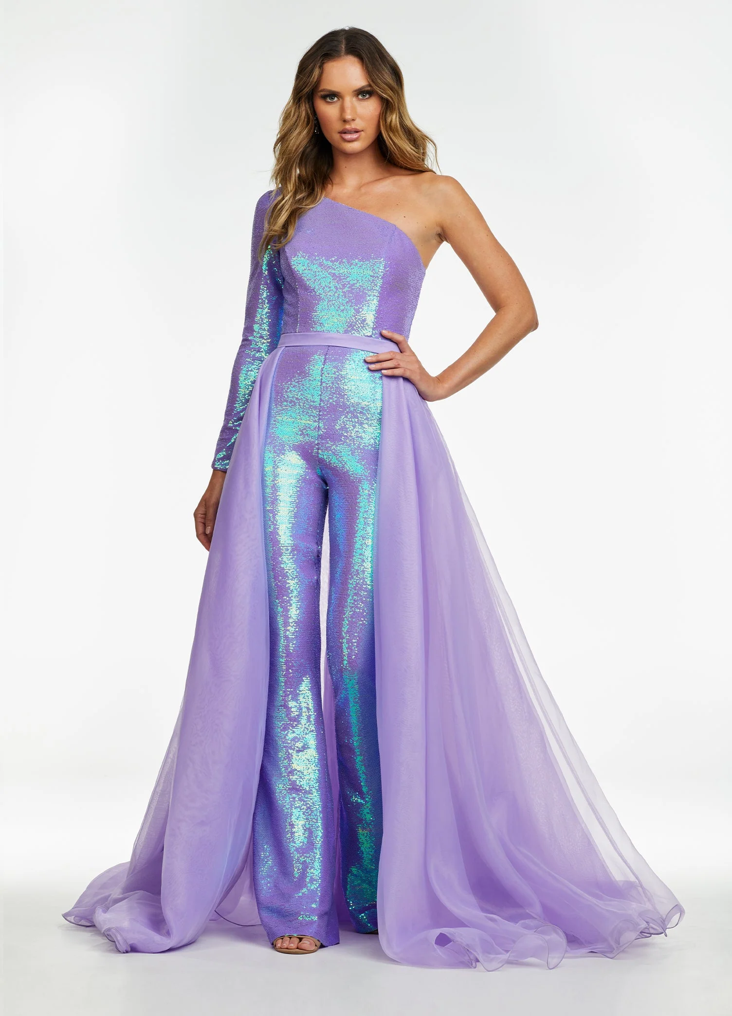 Ashley Lauren 1740 Size 2 Jade Long Organza Overskirt Wire Hem Pageant Prom Layers - Image 27